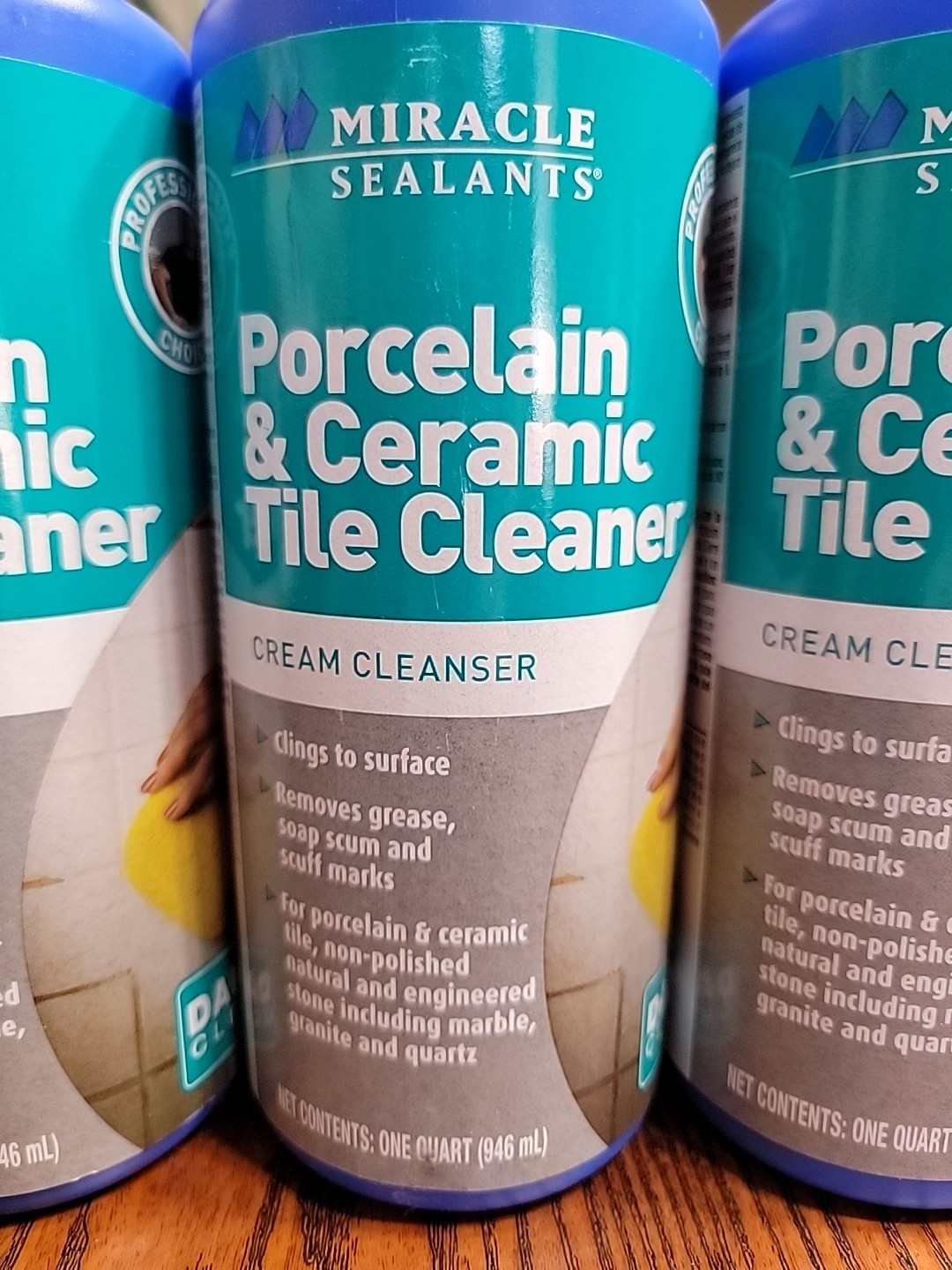 3pk- Miracle Sealants Porcelain & Ceramic Tile Cleaner- Cream Cleanser-1 Qt Btls