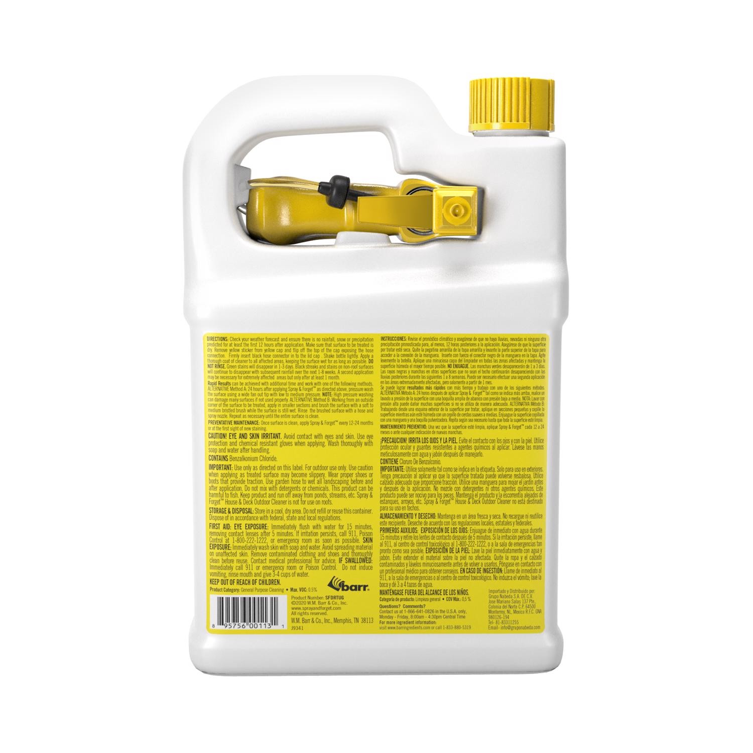 Spray & Forget SFDRTUG04 House and Deck Cleaner Nested Spray Trigger 1 gal.