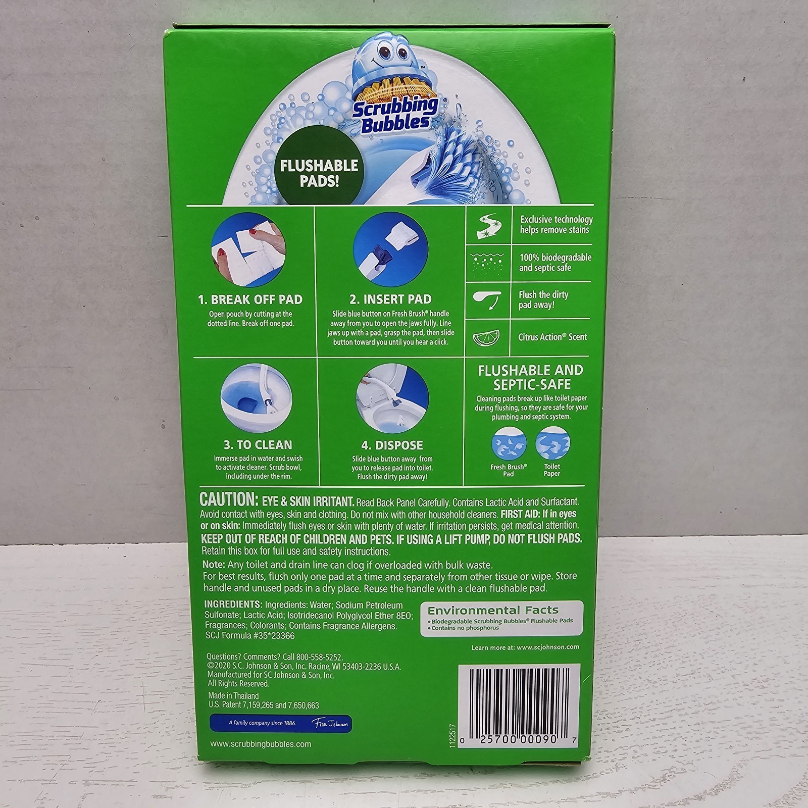 Scrubbing Bubbles Fresh Brush Toilet Scrubber Kit Flushable Pad Refills Citrus