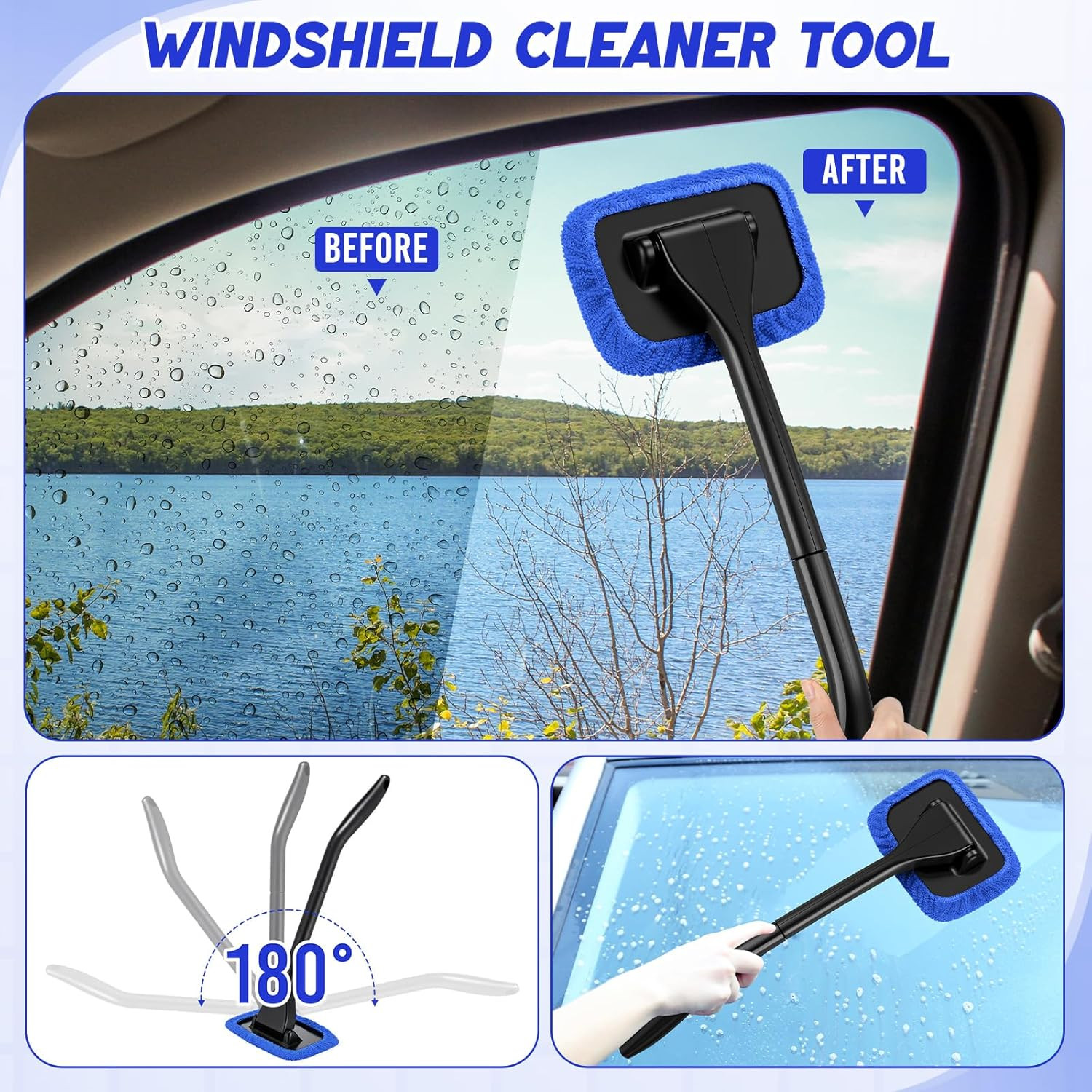 16 Pcs Windshield Cleaner Tool, Car Cleaning Kit with Various Detailing Brushes