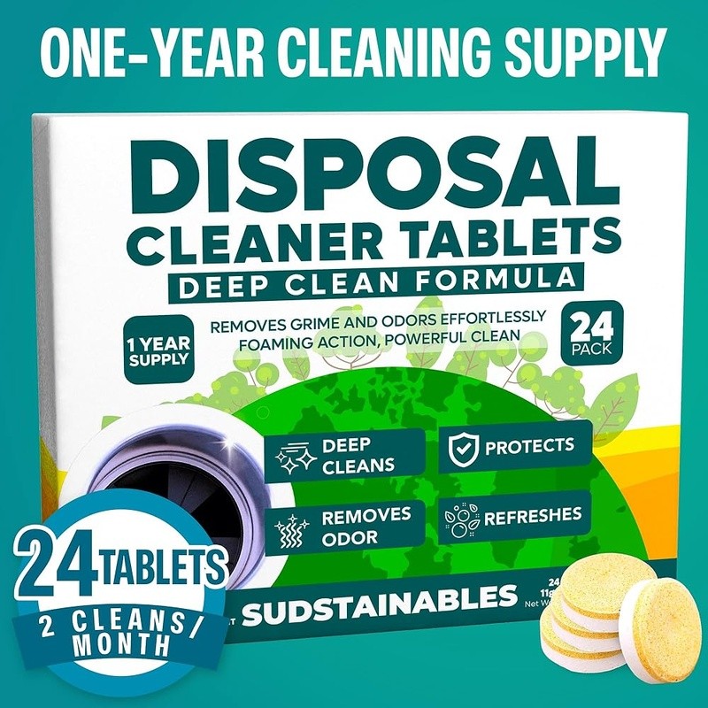 Garbage Disposal Cleaner Tablets Sink Deodorizer Odor Eliminator 24 Count New