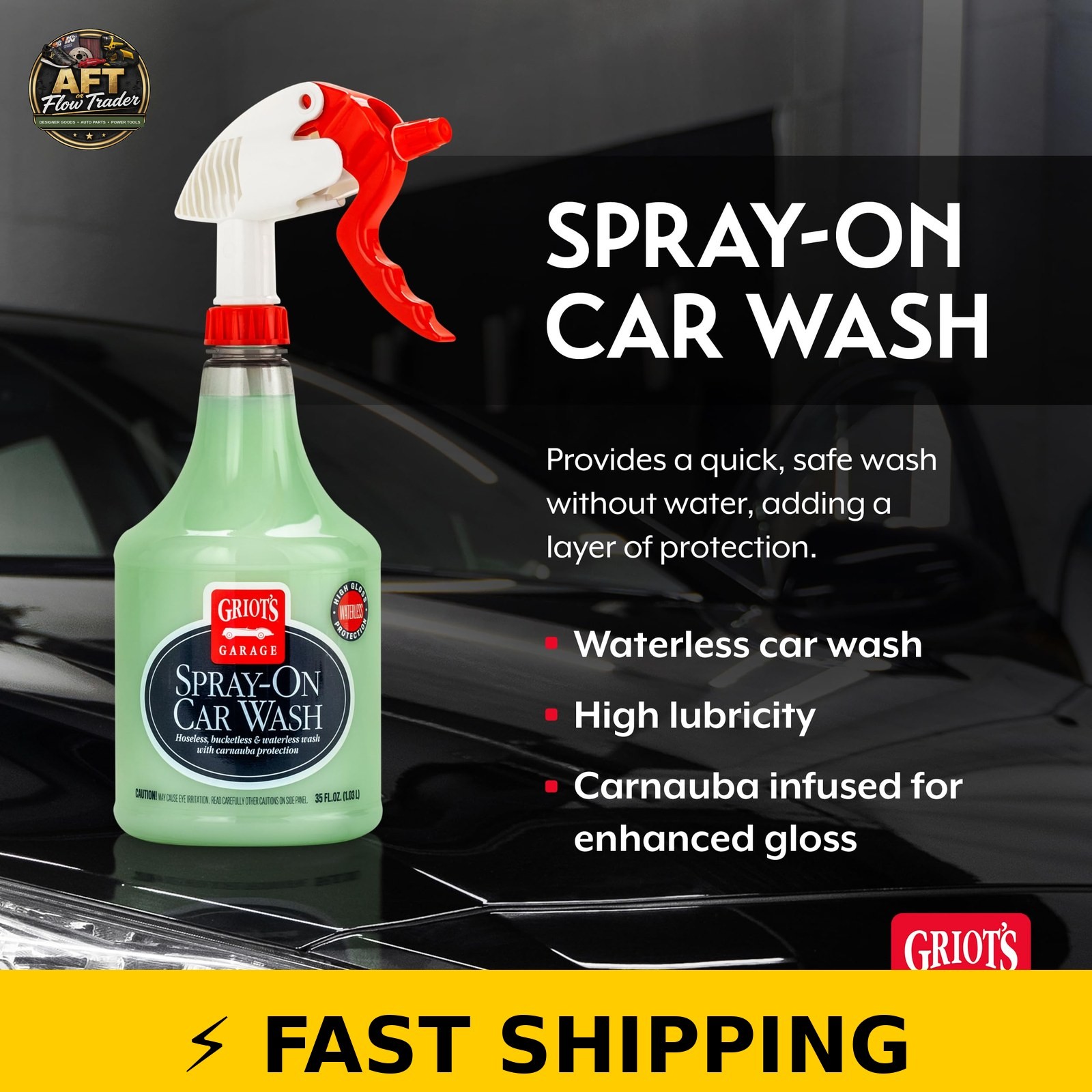 Griot’s Garage Spray-On Car Wash 35oz with Carnauba Wax Protection
