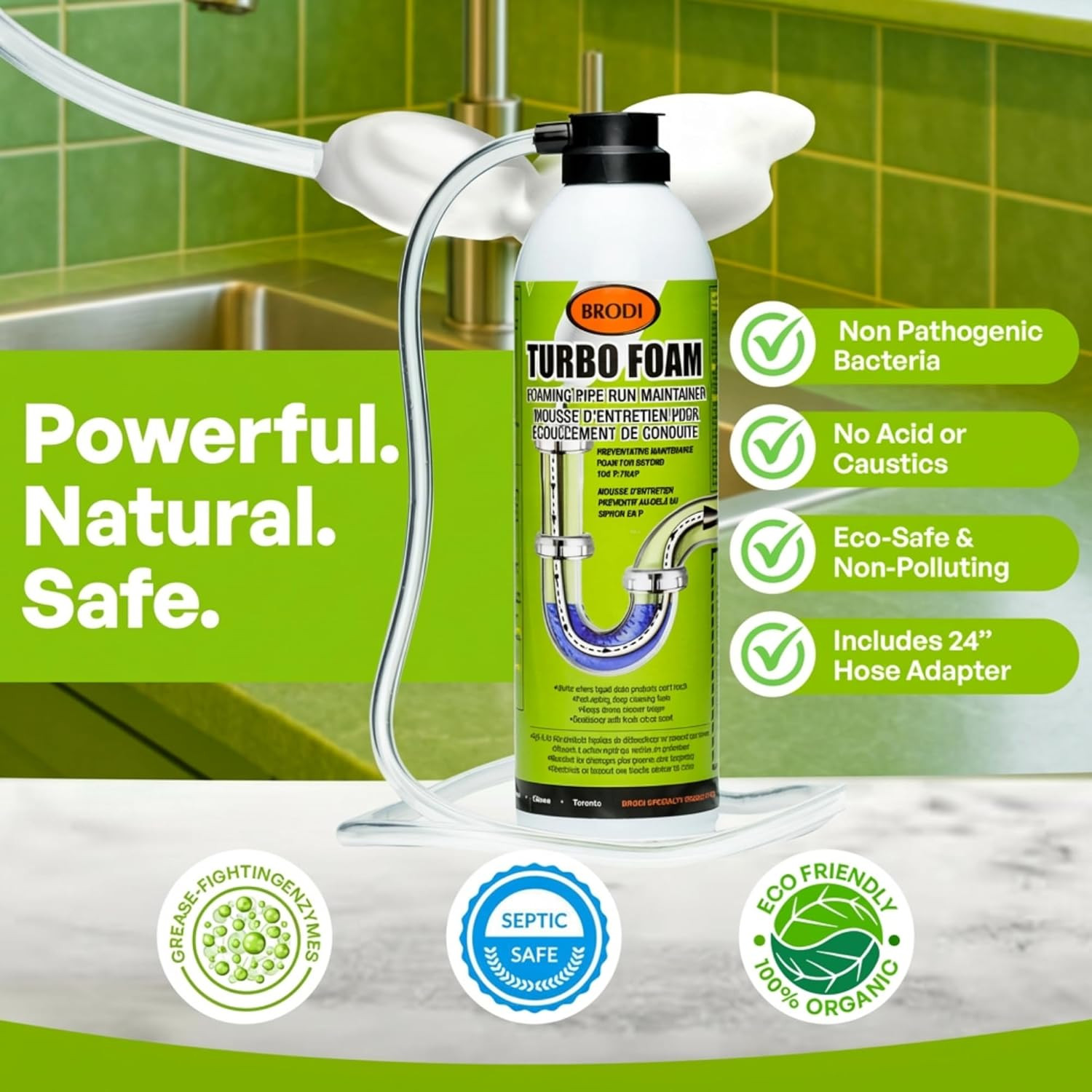 Turbofoam Drain Cleaner – Enzyme Formula for Deep-Cleaning Pipes & Odor Control