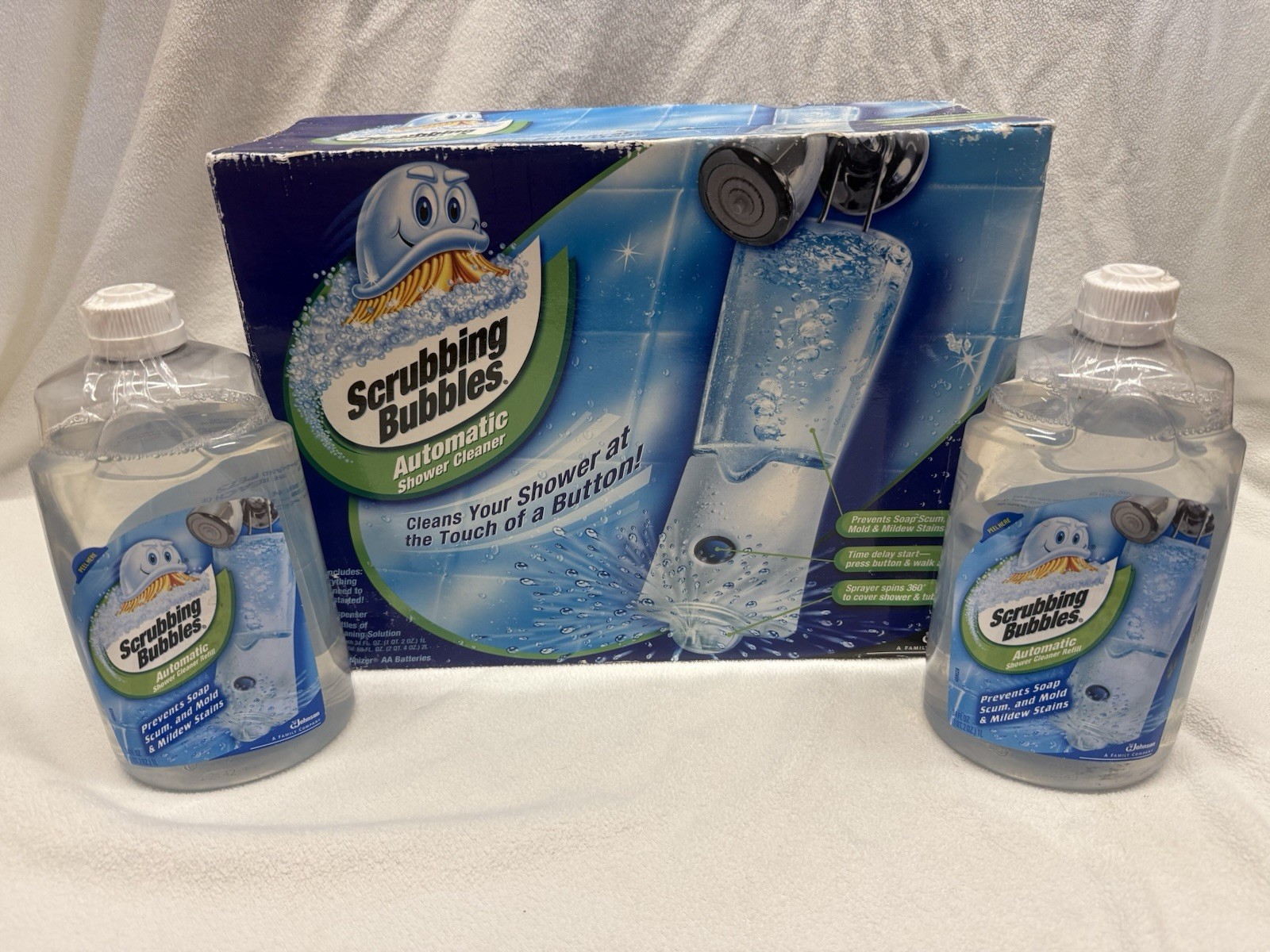 Scrubbing Bubbles AUTOMATIC BATHROOM SHOWER CLEANER Kit w/ 4 Cleaning Solutions