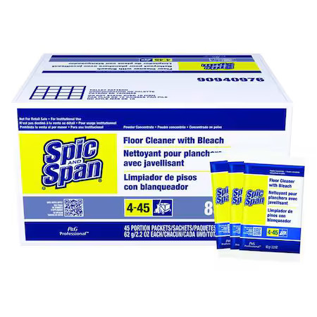 Spic And Span 02010 Powder Bleach Floor Cleaner, 2.2 Oz., Pk45