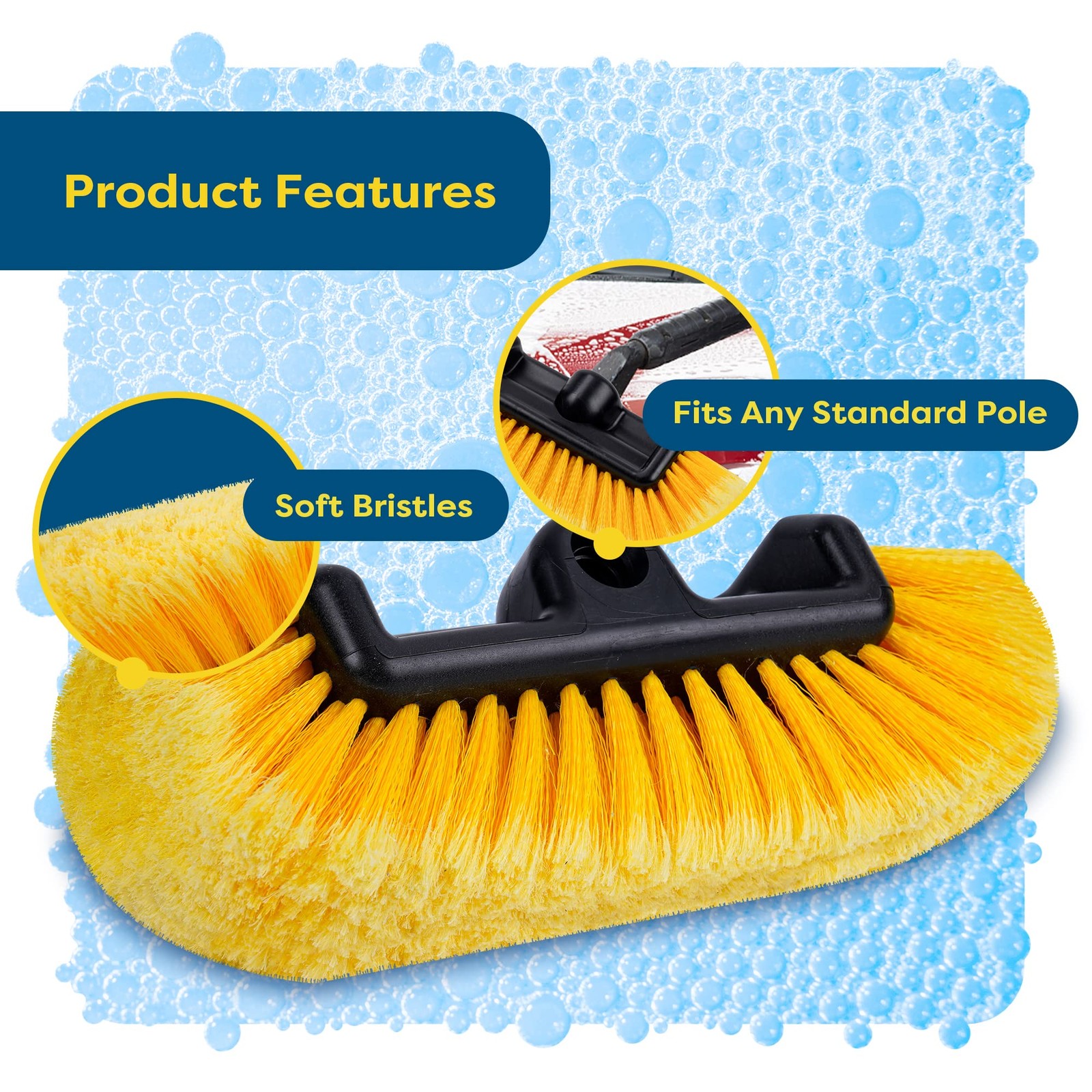 Scrubit 12 Car Wash Brush with Soft Bristles for Car Truck Boat Deck & House Cle