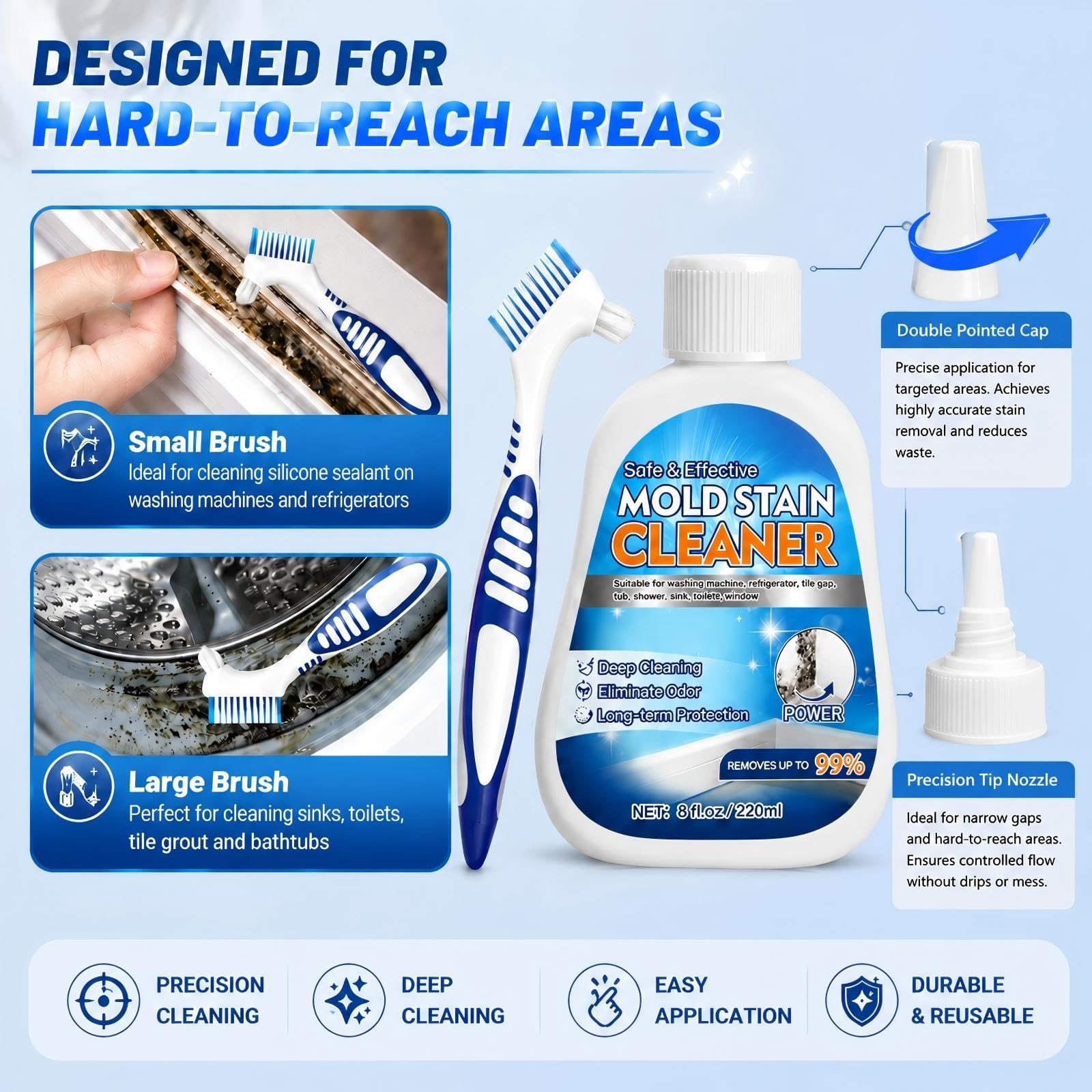 Mold Stain Remover Gel, 8 Fl Oz Heavy-Duty Thick Gel Formula for Washing Mach…