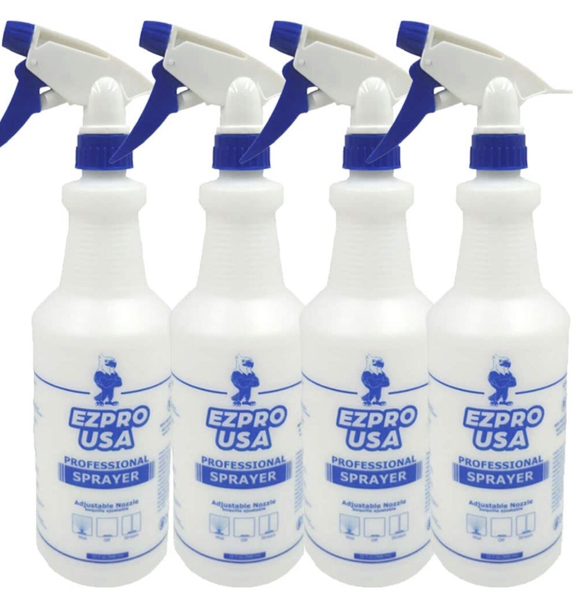 EZPRO USA Empty Plastic Spray Bottles 16oz, Upside Down, Adjustable Mist, 16pack