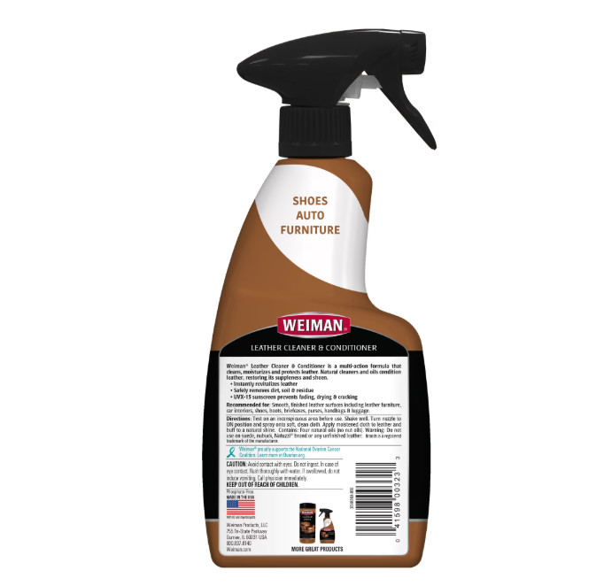 Weiman LEATHER CONDITIONER CLEANER Protect Restore Car Auto Seat Sofa 12oz spray