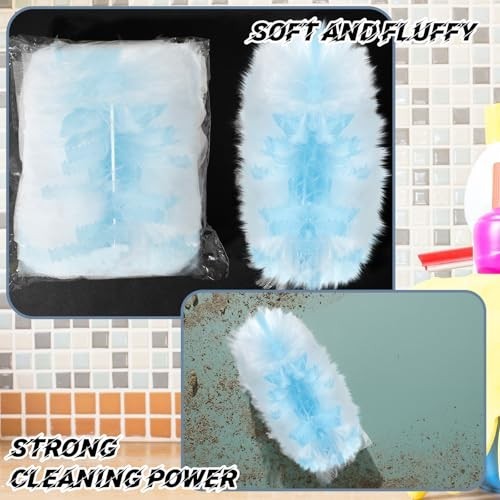Vesici 300 Pcs Duster Refills with Handle, Heavy Duty Cleaning, Blue