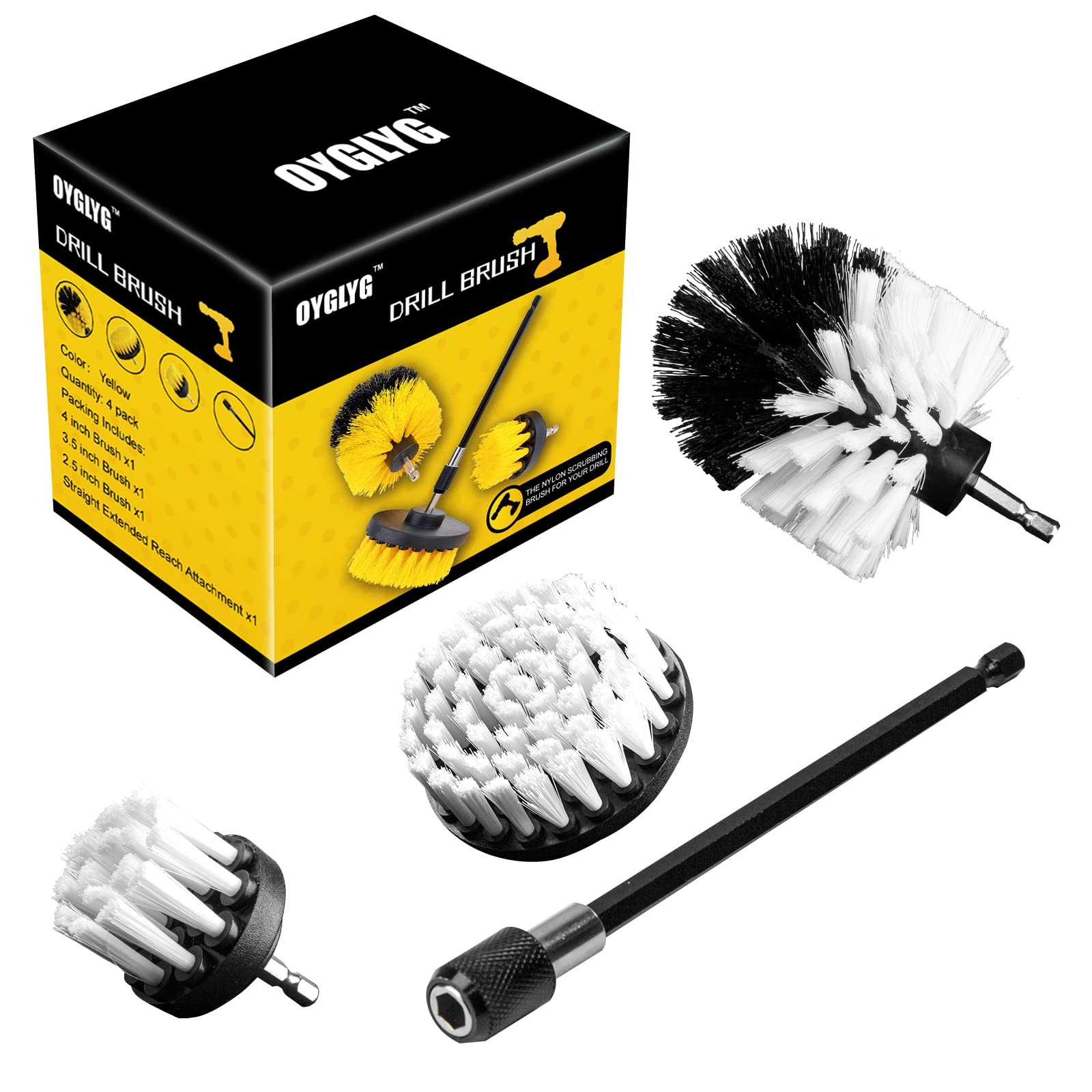 Drill Brush Attachment Kit 3piece Cleaning Set For Bathtubs Showers Tiles Carpet