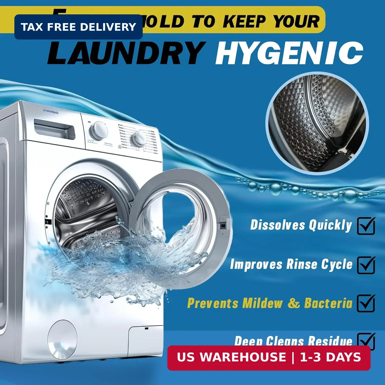 Washing Machine Cleaner Powder, 1Year Supply (24 Packs) for Front & Top Load Was
