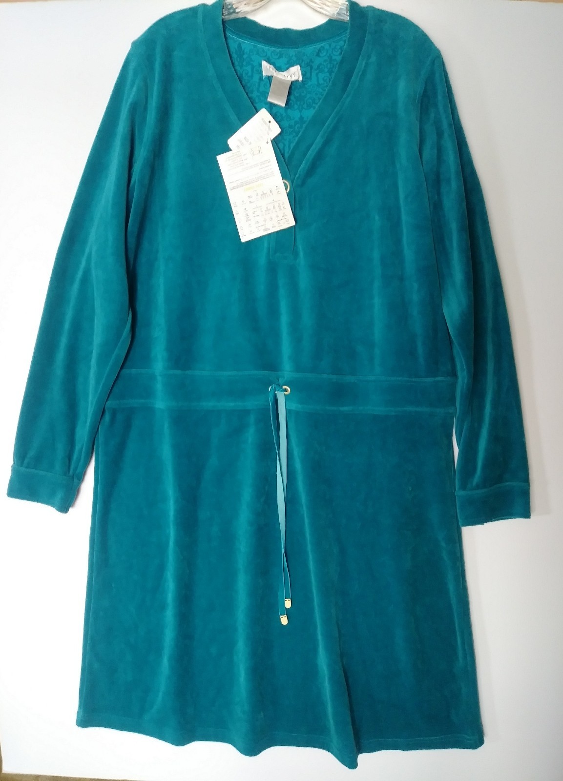 QVC SPORT SAVVY CASUAL PLUSH DRESS DARK GREEN SIZE LARGE NWT COTTON POLY VGC DR