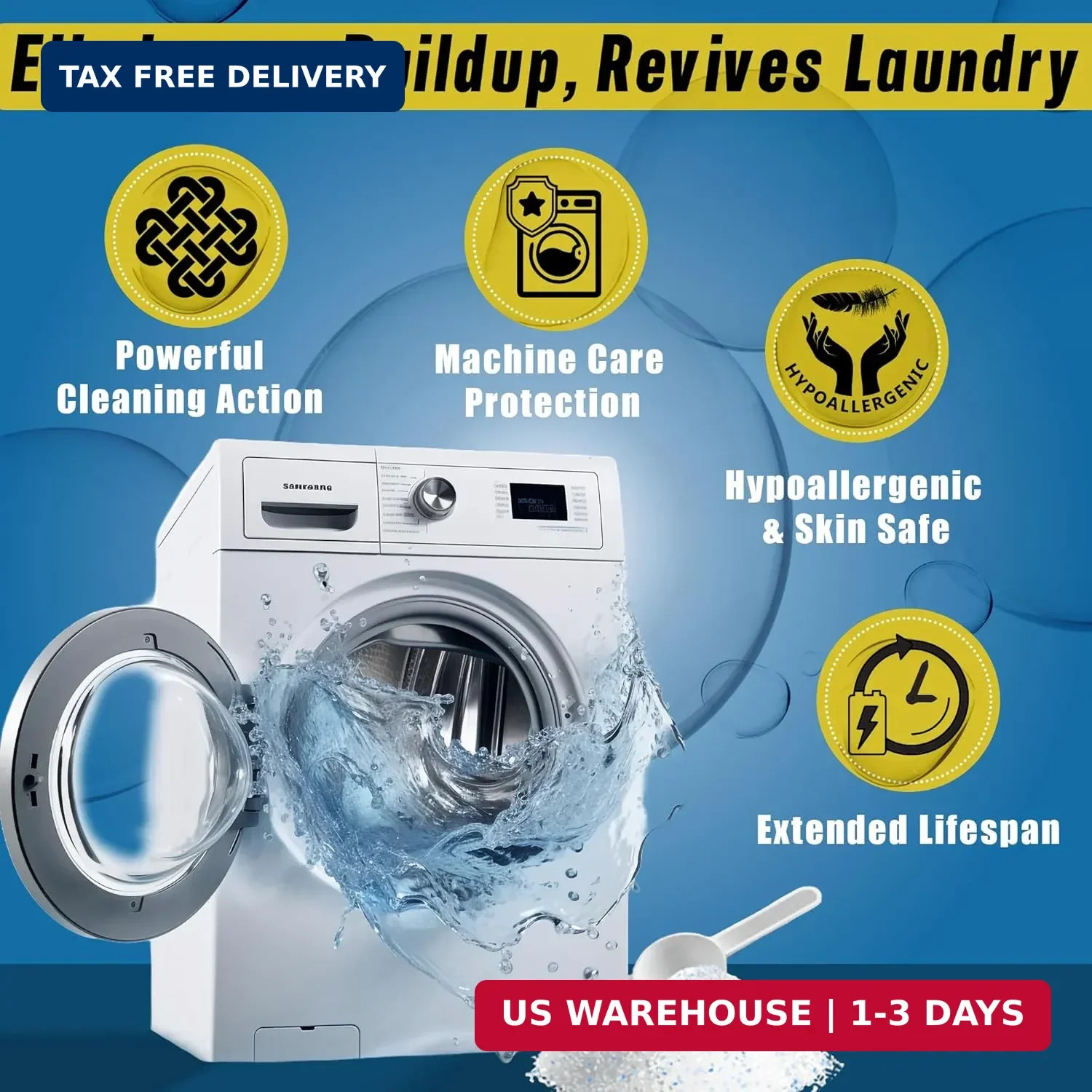Washing Machine Cleaner Powder, 1Year Supply (24 Packs) for Front & Top Load Was