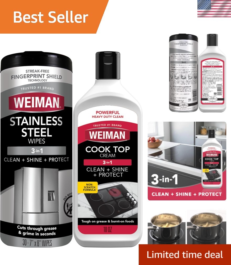 Powerful Kitchen Cleaning Kit – No Rinse Stainless Steel Wipes & Polish Included