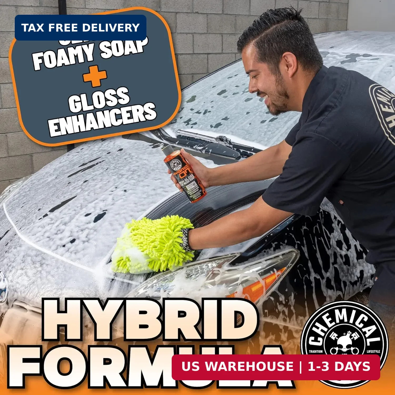 Chemical Guys CWS_808 Hybrid Foaming High Gloss Car Wash Soap (Works with Foam C