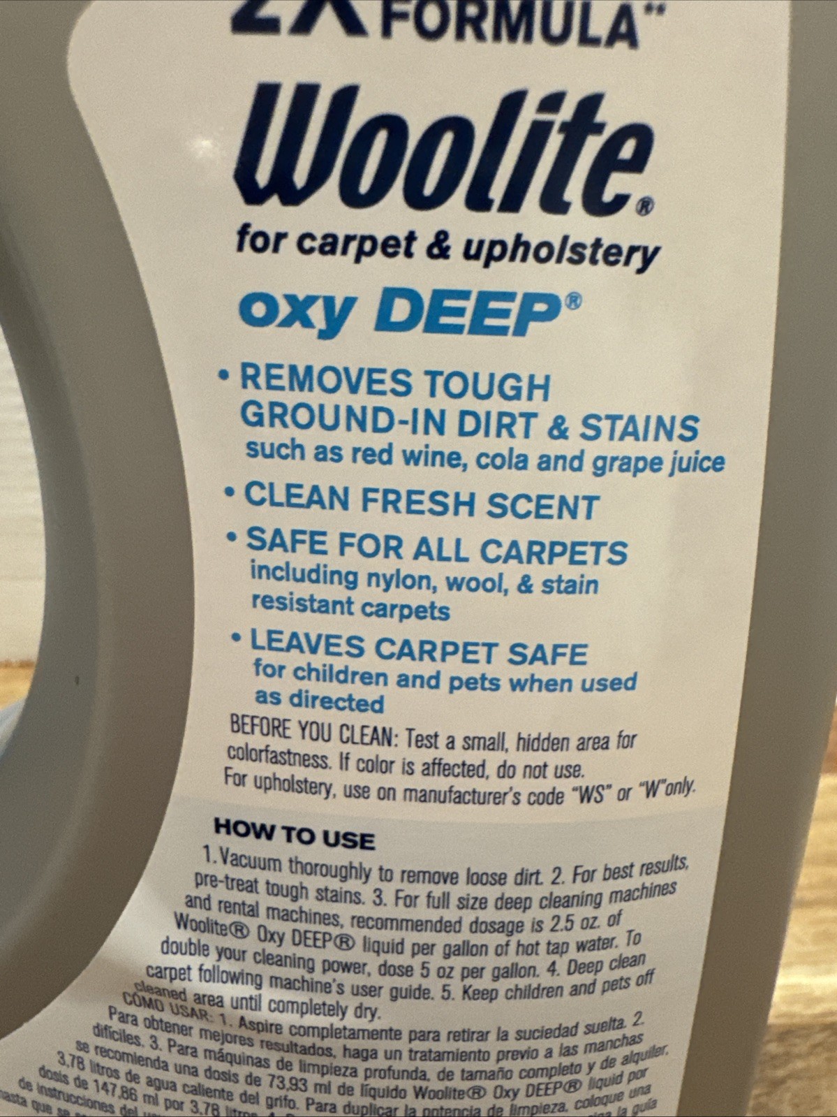 64 Oz. Woolite 2X Oxy Deep Carpet Upholstery Cleaner For Bissell Hoover Rug Doc