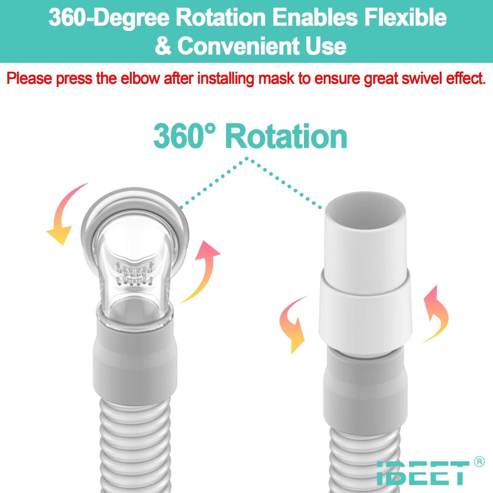 Short Tube Assembly for CPAP, Hose Supplies with Swivel & Elbow Connector