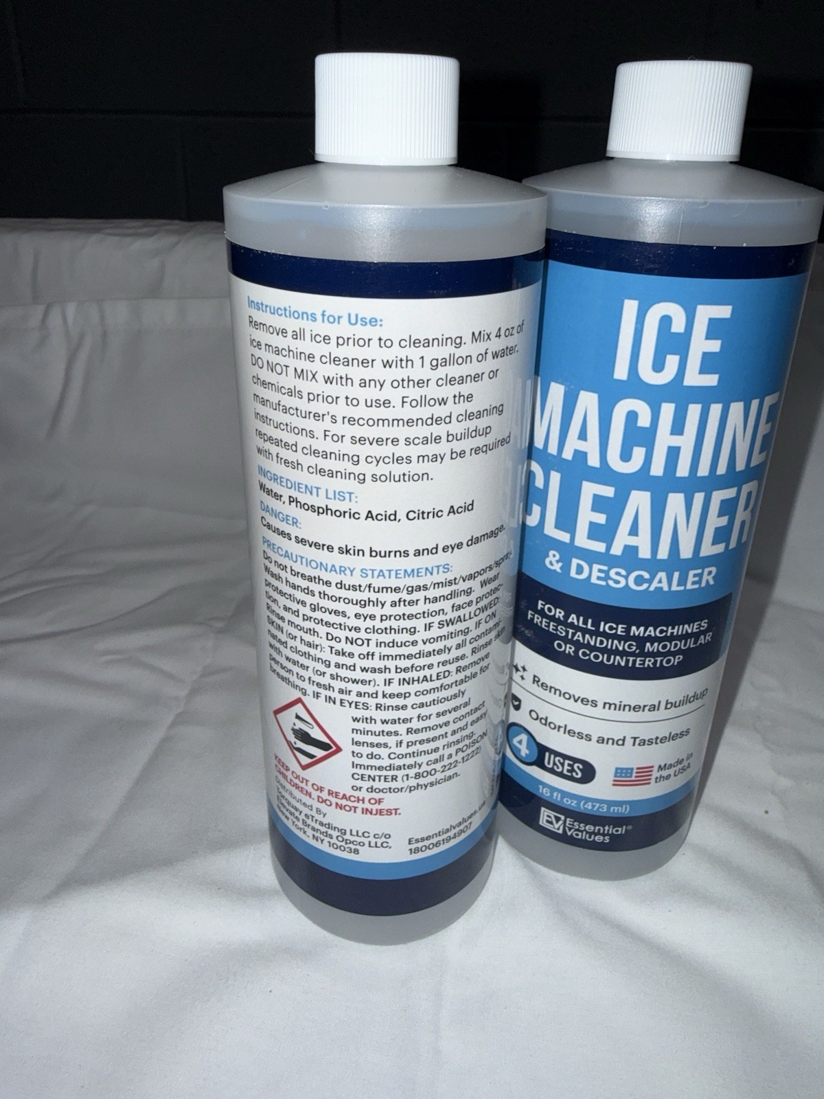 Essential Values Ice Machine Cleaner, Nickel Safe Descaler 2 Pack, 16 fl oz Each