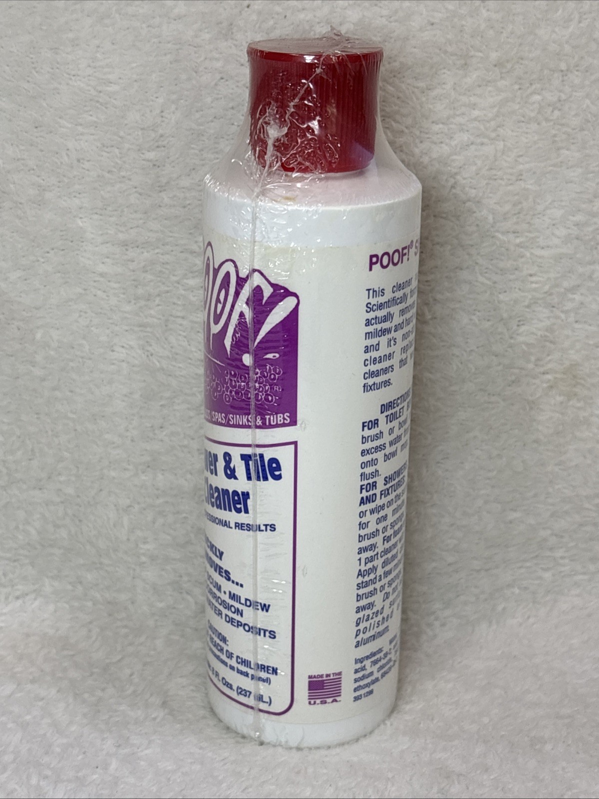 Poof Shower & Tile Cleaner Non-Toxic Non-Flammable Biodegradable 8oz Made In USA