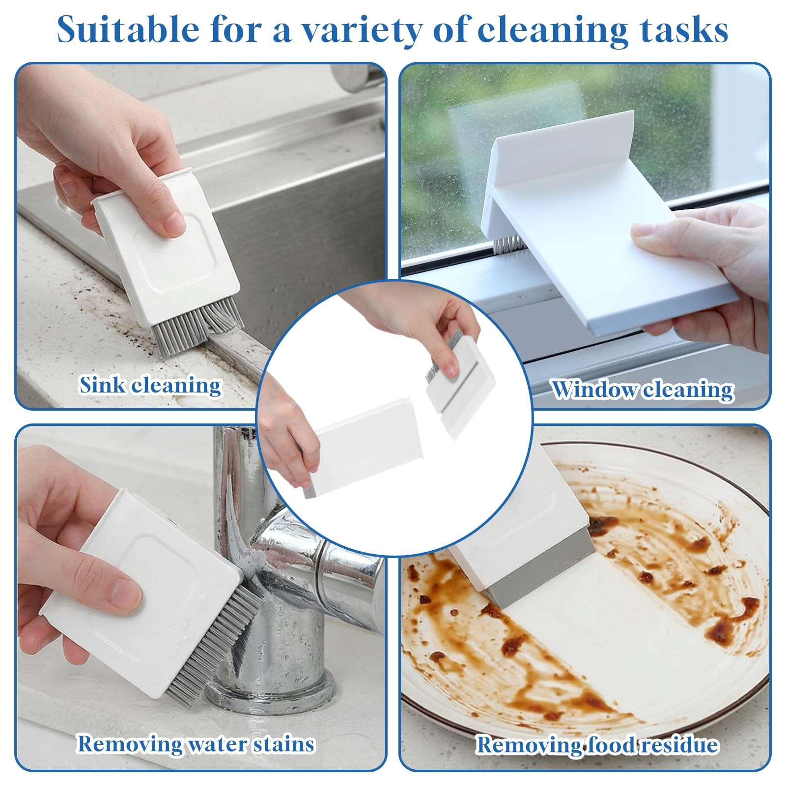 Kitchen Sink Squeegee and Countertop Brush, 3 in 1 Small Squeegee for Kitchen…