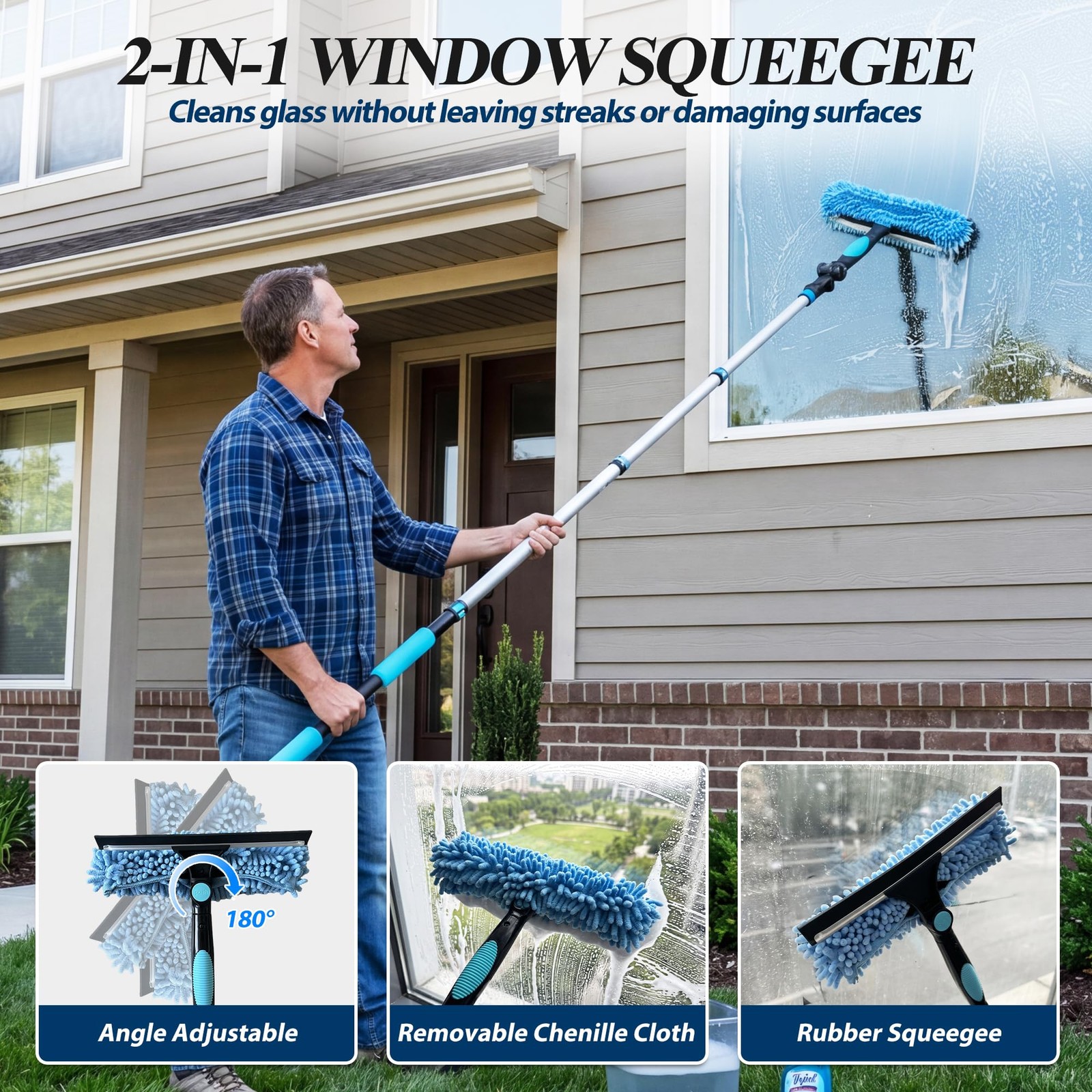 20FT High Duster Cleaning Tools with 3-12FT Extension Poles – Reusable Fan Du…
