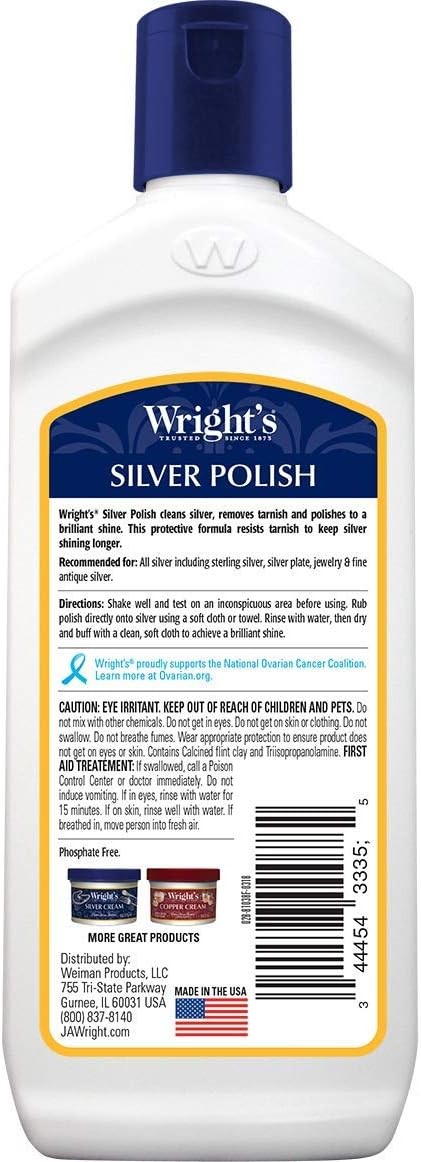 Wright’s Silver Cleaner and Polish – 7 Ounce – Ammonia Free – Use on Silver