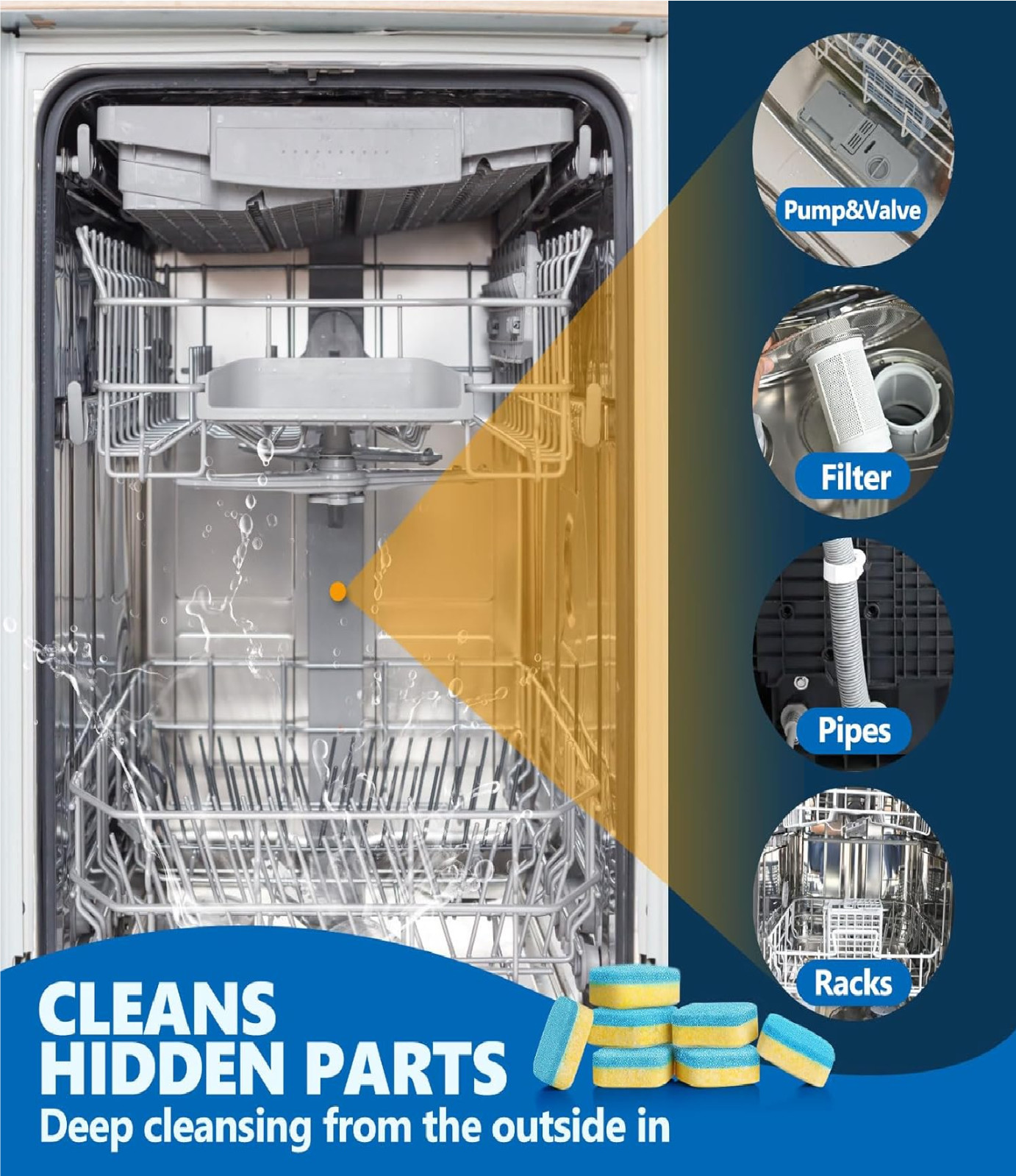Dishwasher Cleaner And Deodorizer Tablets 24 Pack,Deep Cleaning Descaler Pods