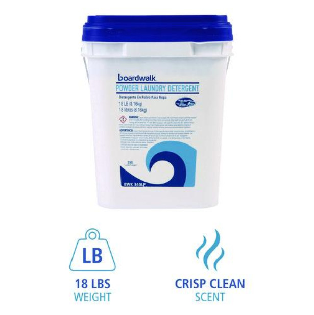 Boardwalk Powder Laundry Detergent Low Foam Crisp Clean Scent 18 lb Pail New