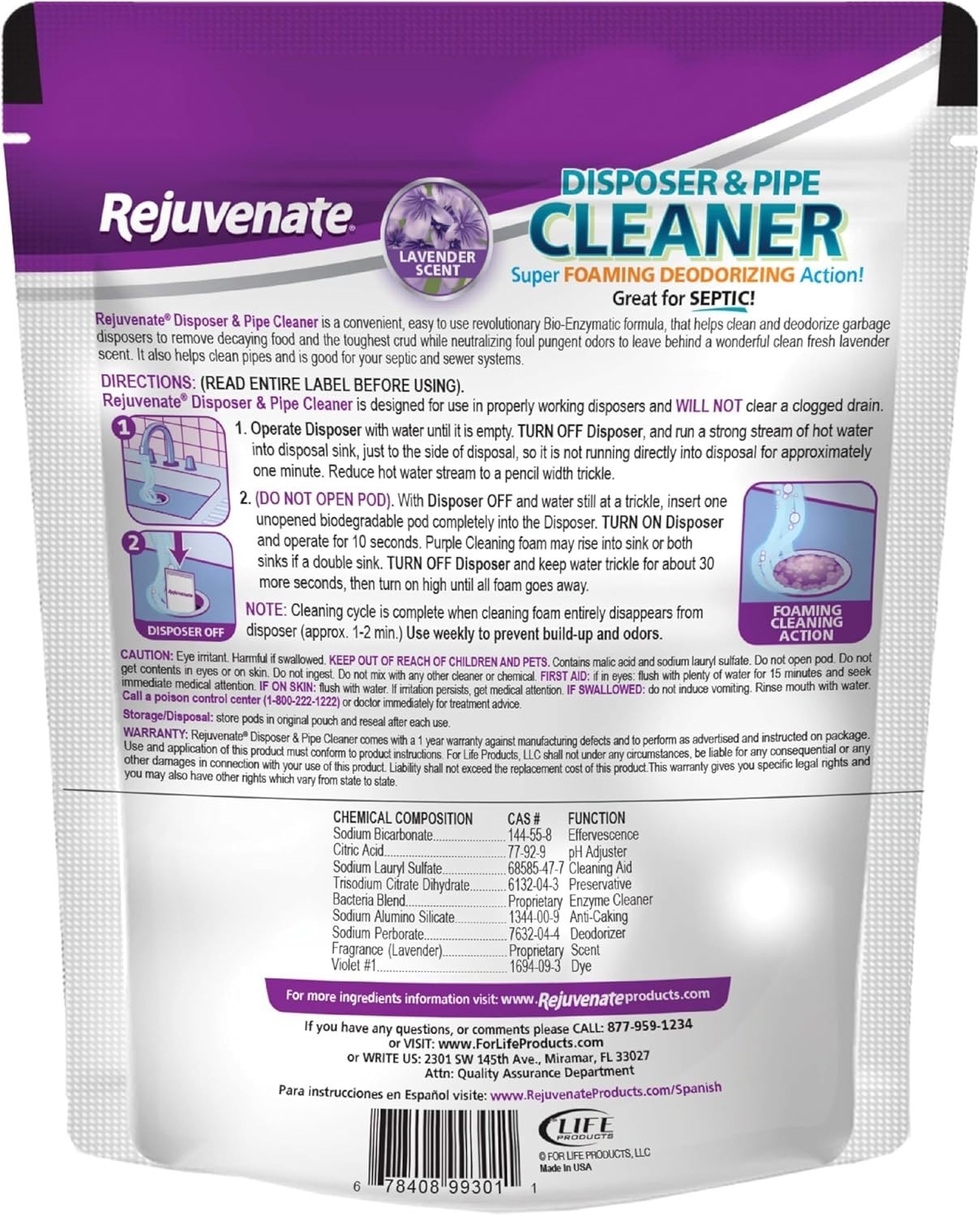 Garbage Disposal and Drain Pipe Cleaner Powerful Foaming Action and Removes Garb