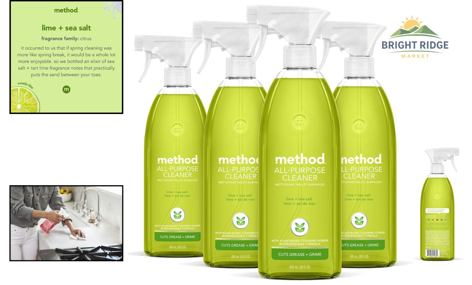 All-Purpose Cleaner Spray with Lime Sea Salt Scent for Counters and Tiles