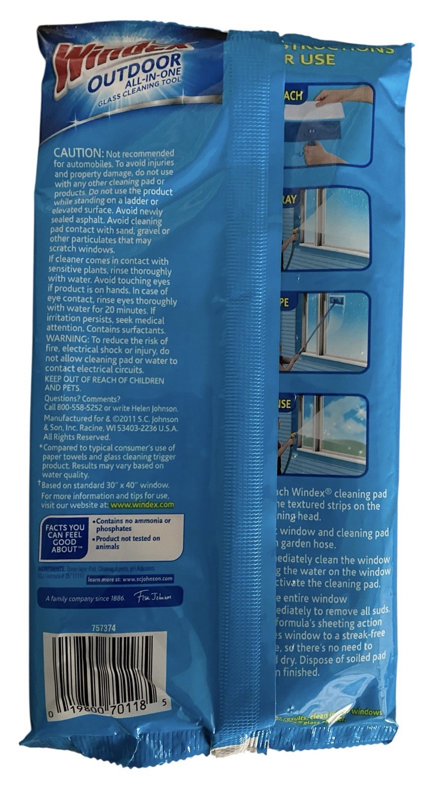 Windex Outdoor All-in-One Glass Cleaning Tool Refill Pads 3 Pads New READ