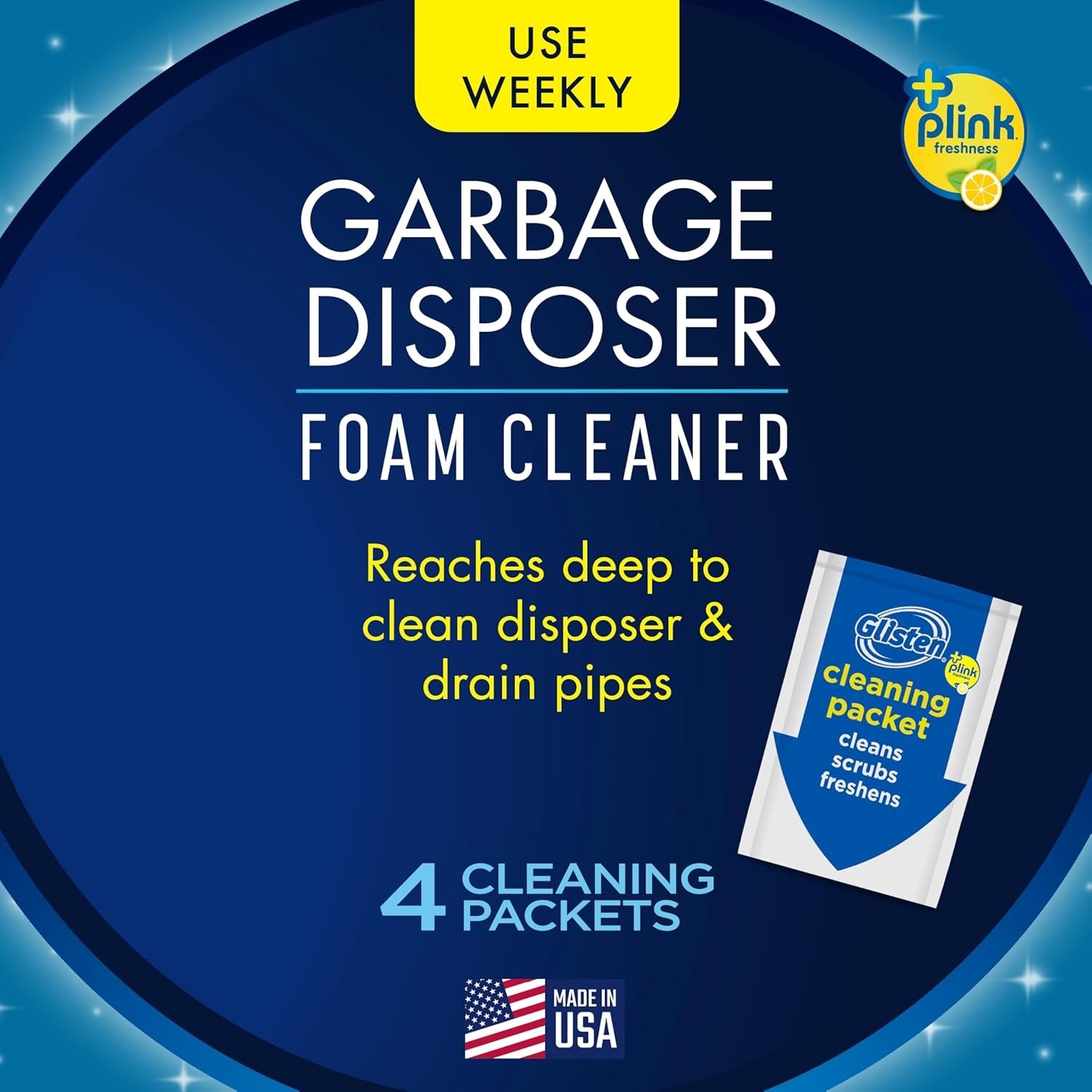 4.9 Oz Biodegradable Garbage Disposal Cleaner in Lemon Scent – 4 Uses Per Pack
