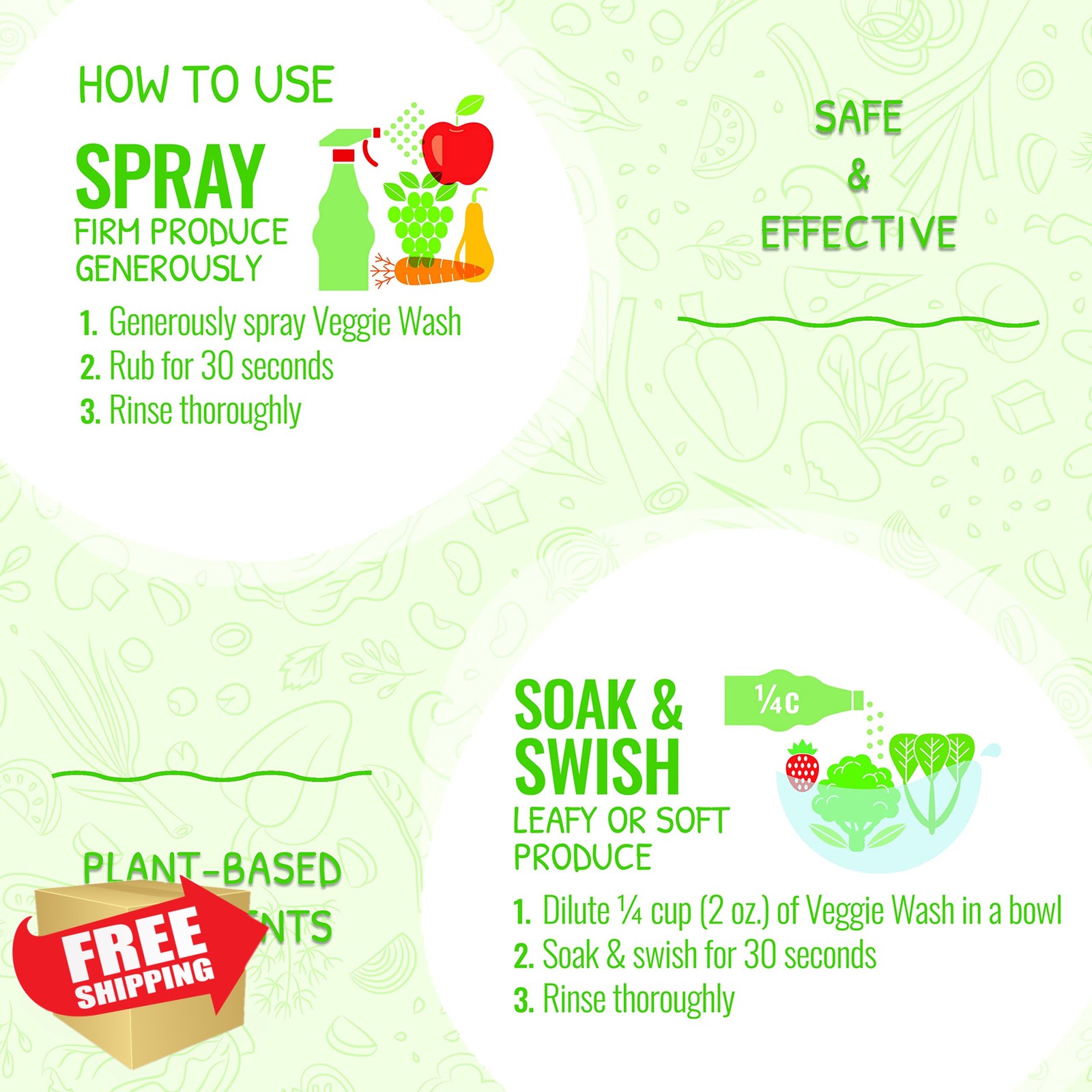 Veggie Wash Fruit Vegetable Soaker 32oz