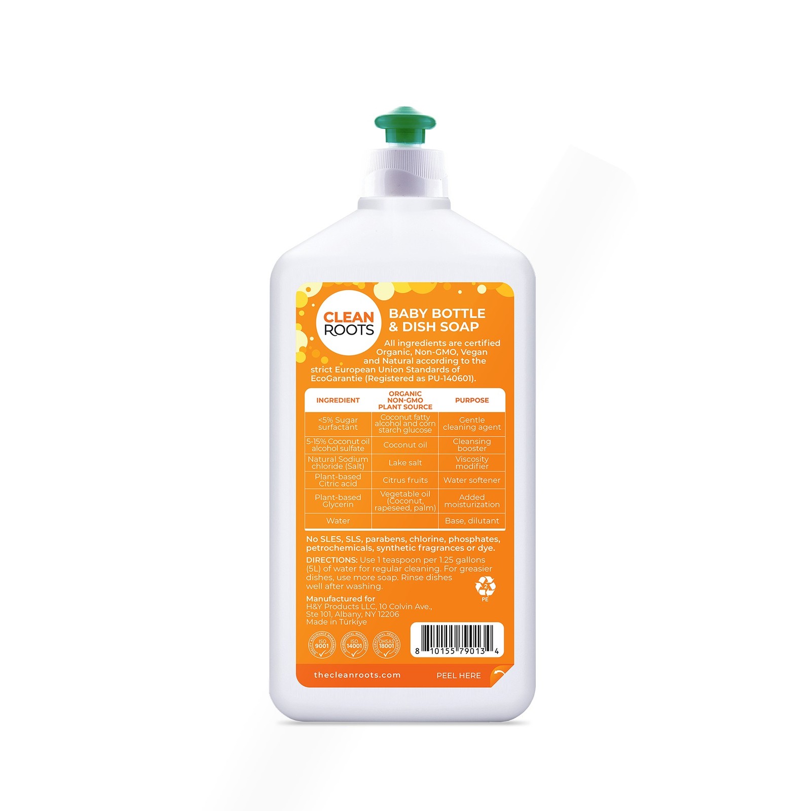 Scent-Free Baby Bottle & Dish Soap by Clean Roots, Plant-Based, 16.9 Oz (3 Pack)