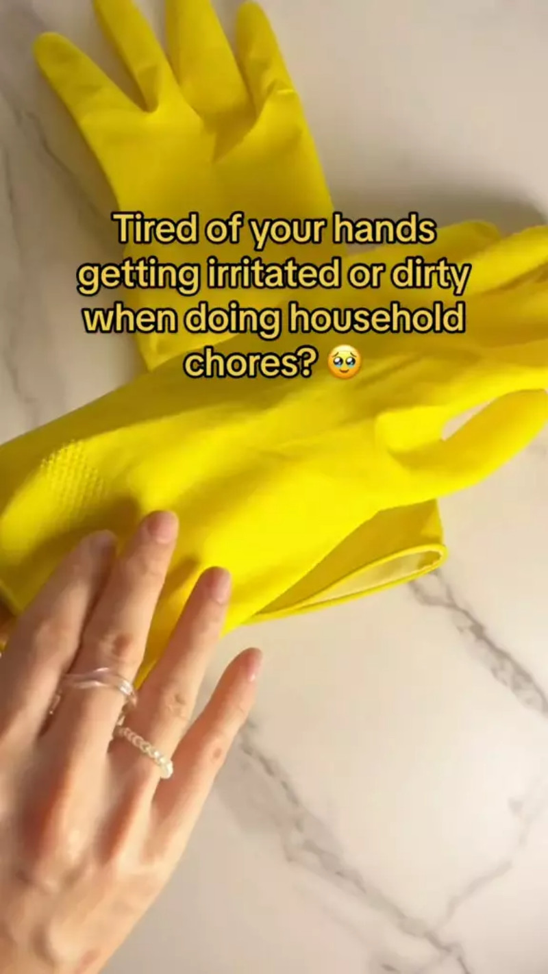 2 Pairs Rubber Gloves Large Long Sleeve Household Washing Up Kitchen Cleaning