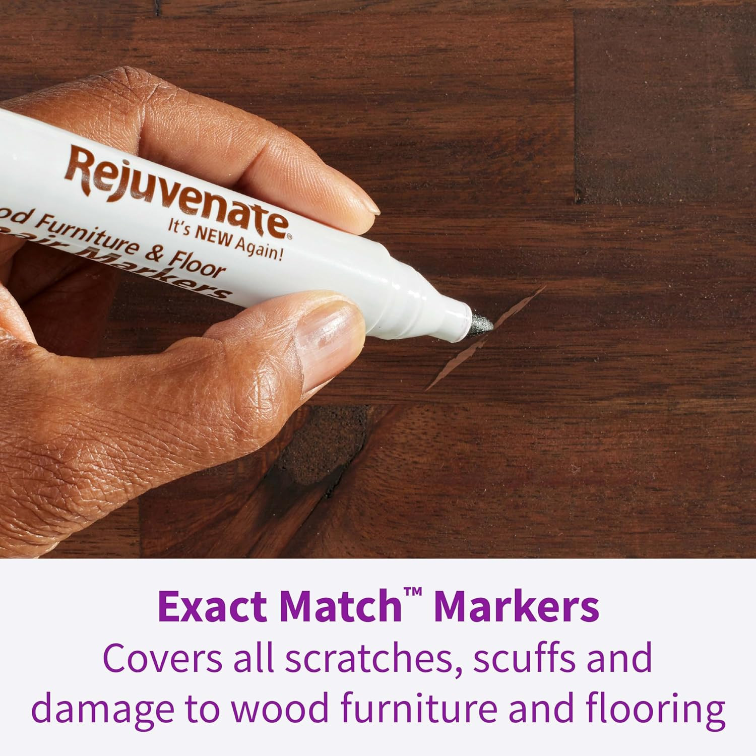 Exact Match Wood Furniture & Floor Repair Markers, 6 Count, Brown Markers Cover