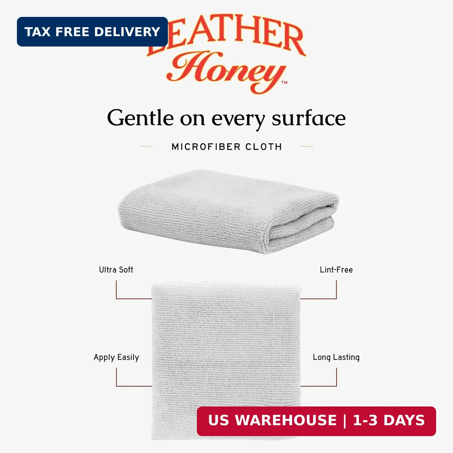 Leather Honey Lint-Free Application Cloth: Microfiber Cloth for Use with Leather