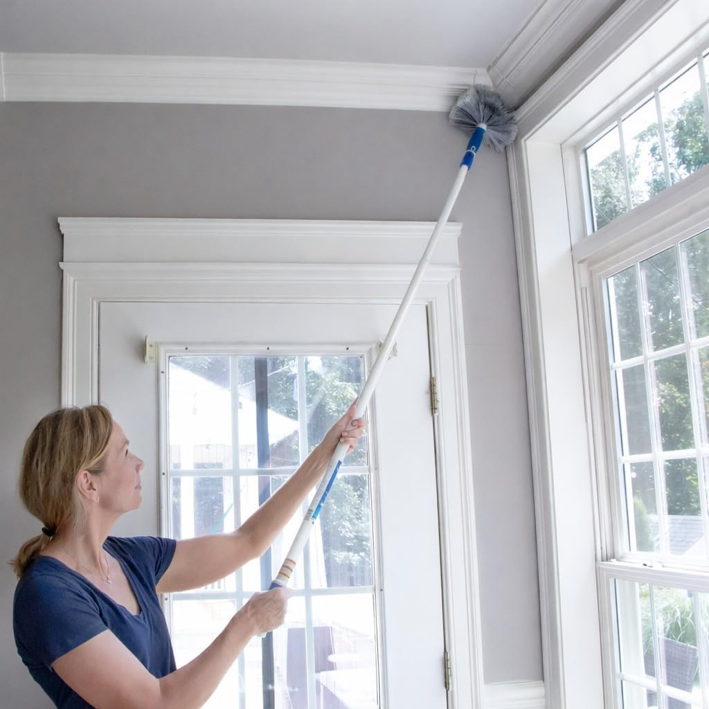Connect and Clean Dusting Kit with 4′ Steel Pole, Features Microfiber