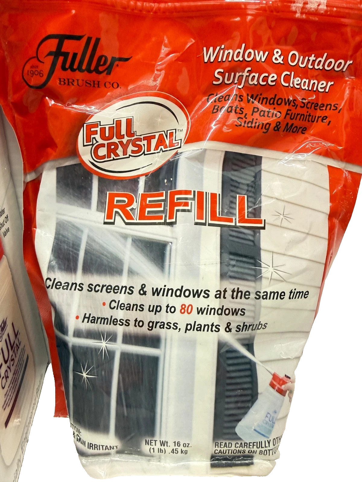 FULLER BRUSH FULL CRYSTAL WINDOW GLASS & SURFACE CLEANER REFILL BAG 16 Oz NEW