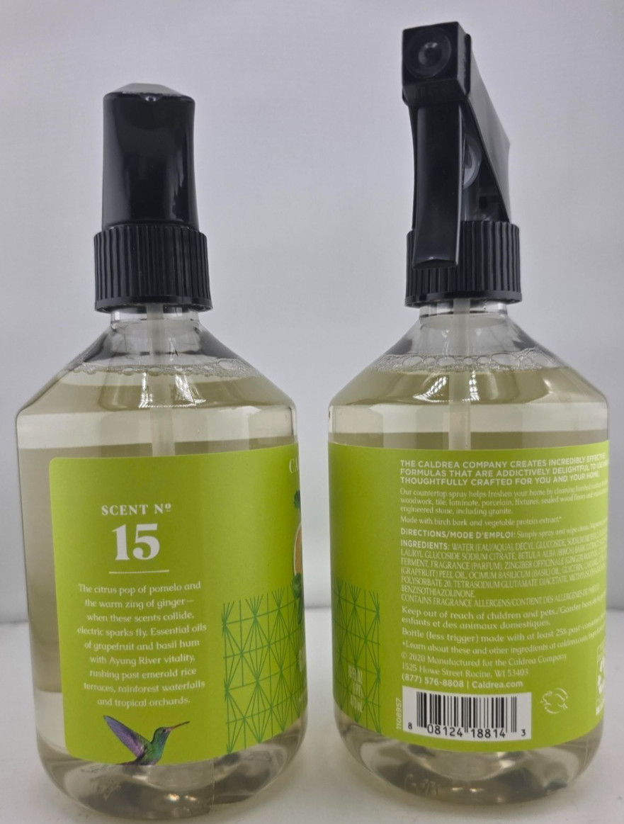 2 Caldrea Countertop Spray Ginger Pomelo Plant Derived Ingredients Effective16oz