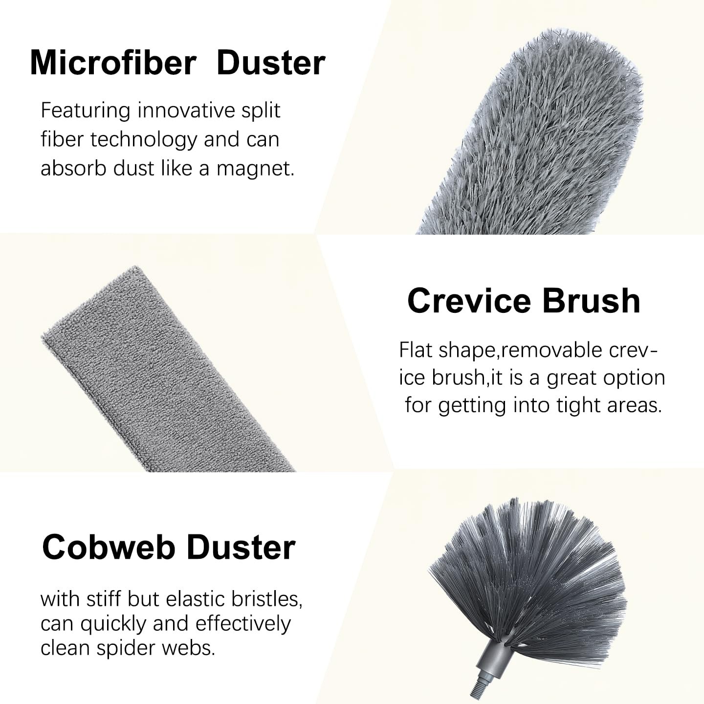 100 Inch Extendable Duster Microfiber Cobweb Ceiling Fan Brush Dust Remover