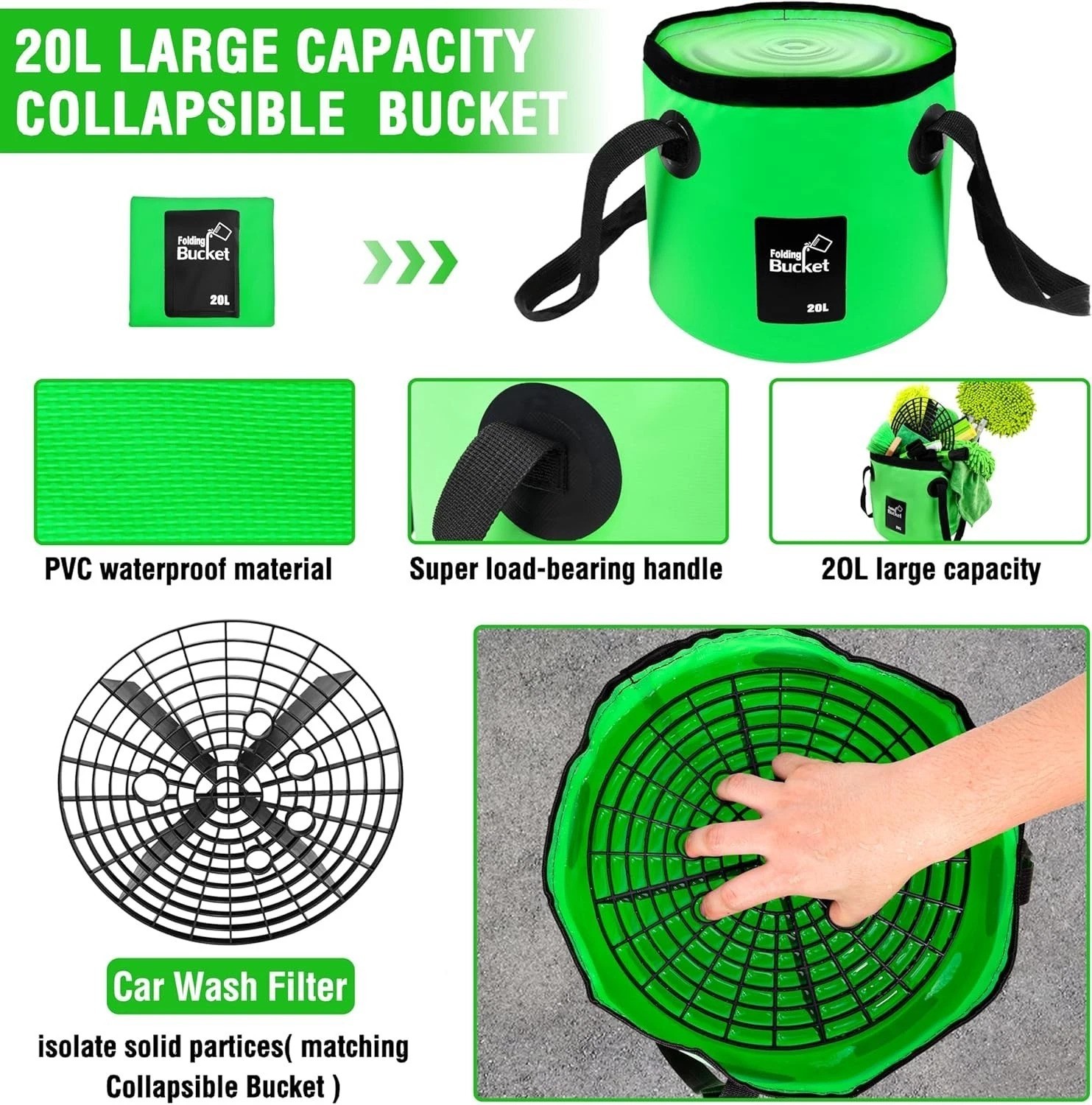 17Pcs Car Wash Kit,62″ Car Wash Brush Mop with Long Handle,Car Cleaning Kit,C…