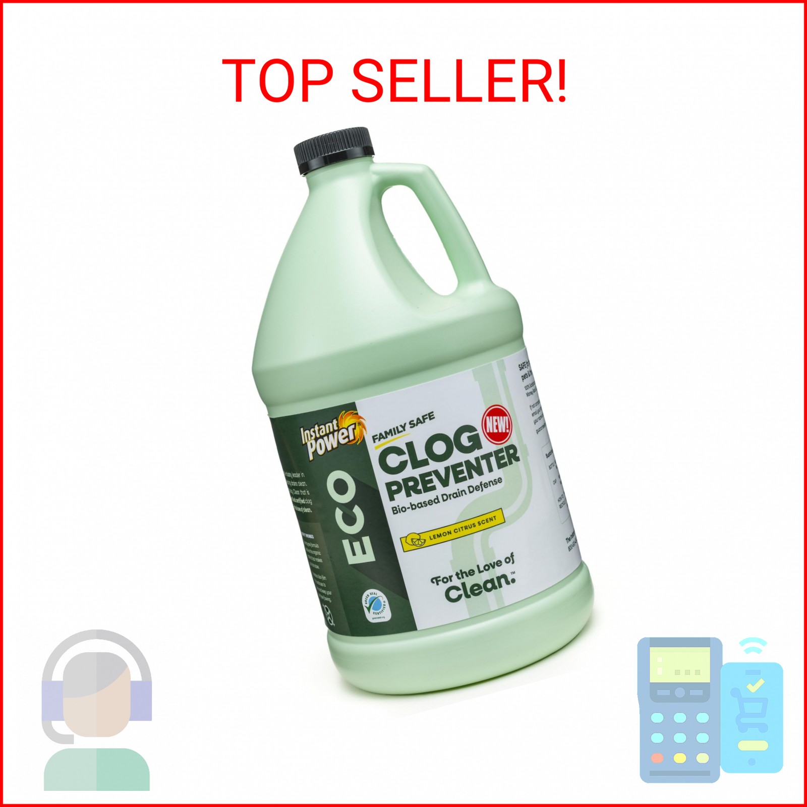 Instant Power Eco Clog Preventer – Enzyme Drain Cleaner Liquid and Deodorizer fo