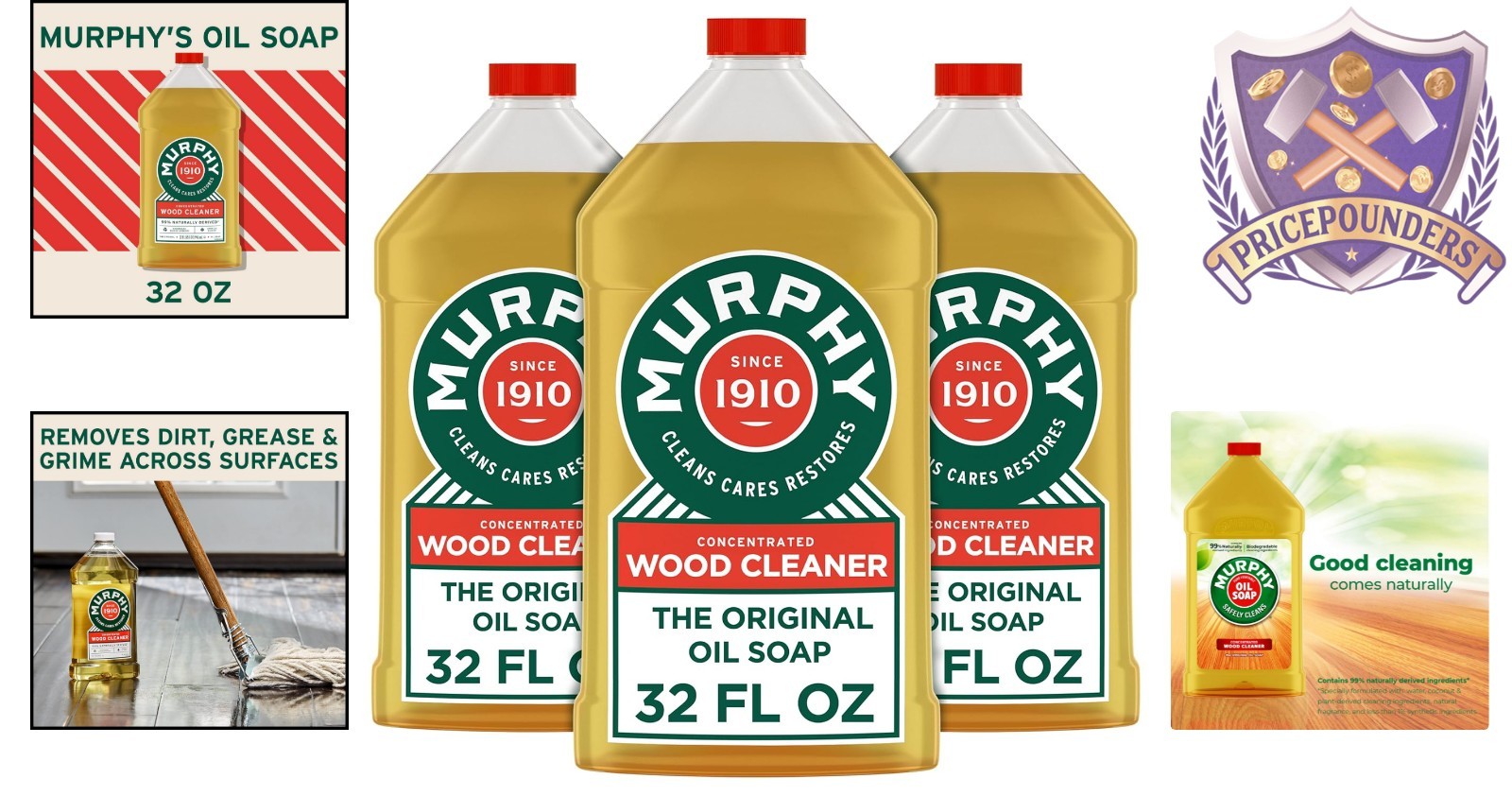 Wood Floor Cleaner Concentrated Oil Soap 3 Pack No Rinse Biodegradable
