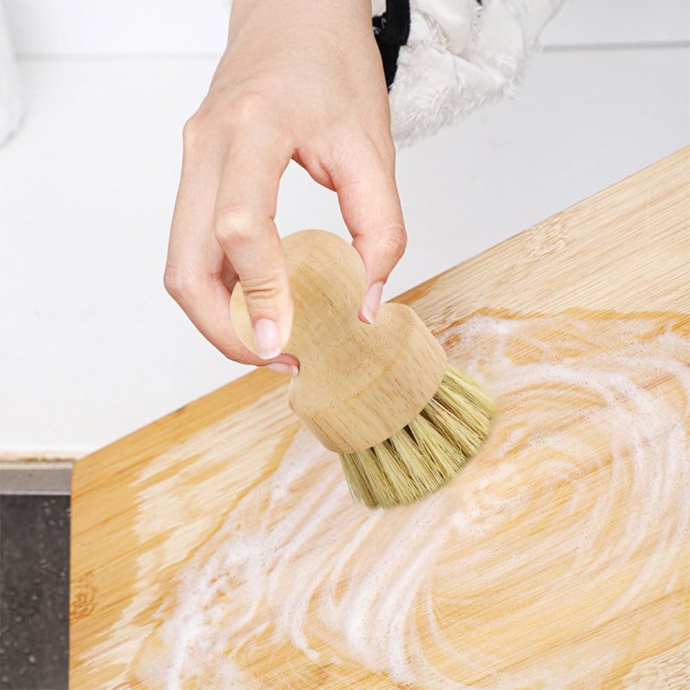 Cutting Board Oil Wax Applicator and Scrub Brush Set- Natural Bamboo with Sis…