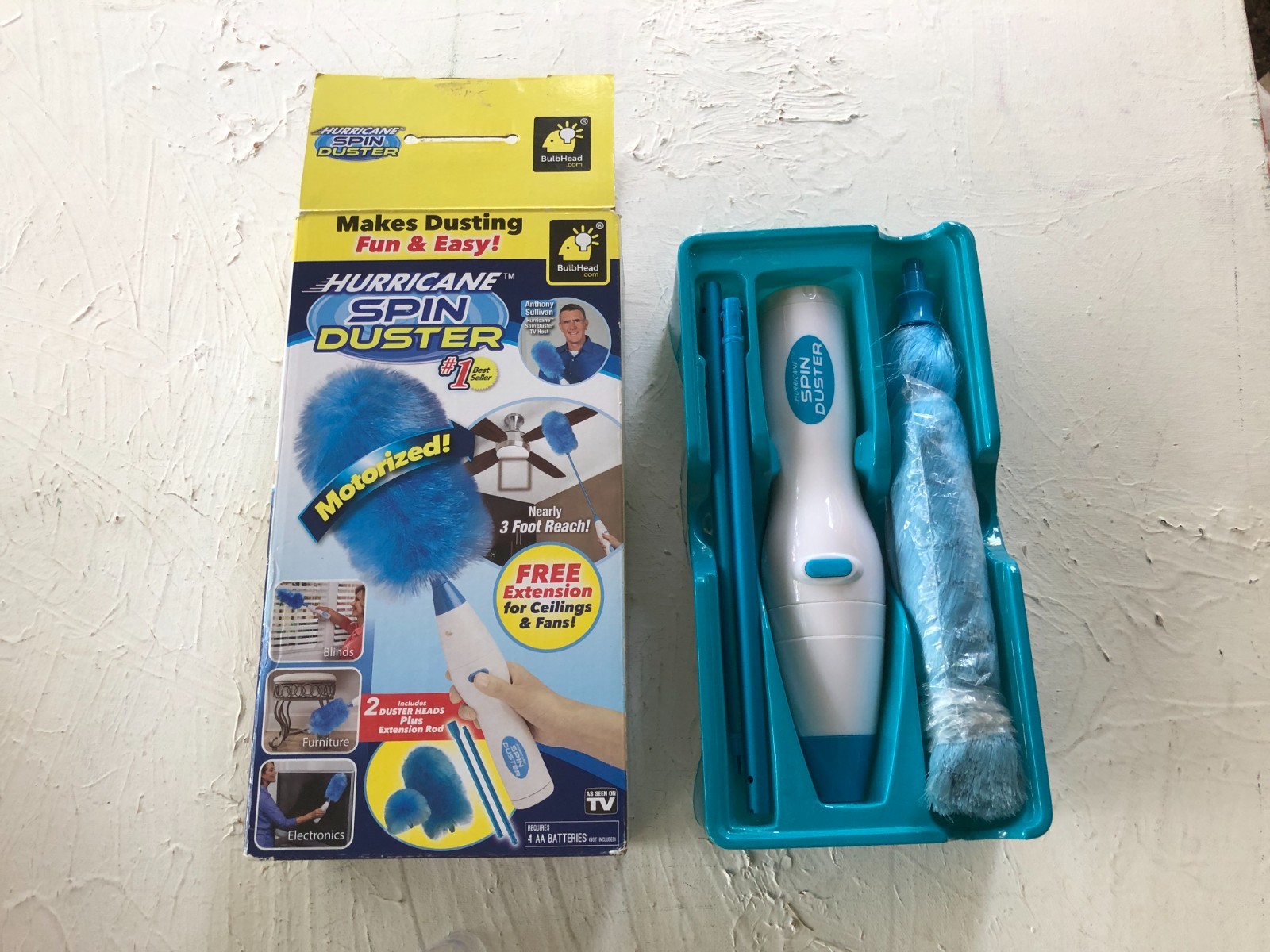 Hurricane Spin Duster Motorized Dust Wand With Extension For Ceiling Fans