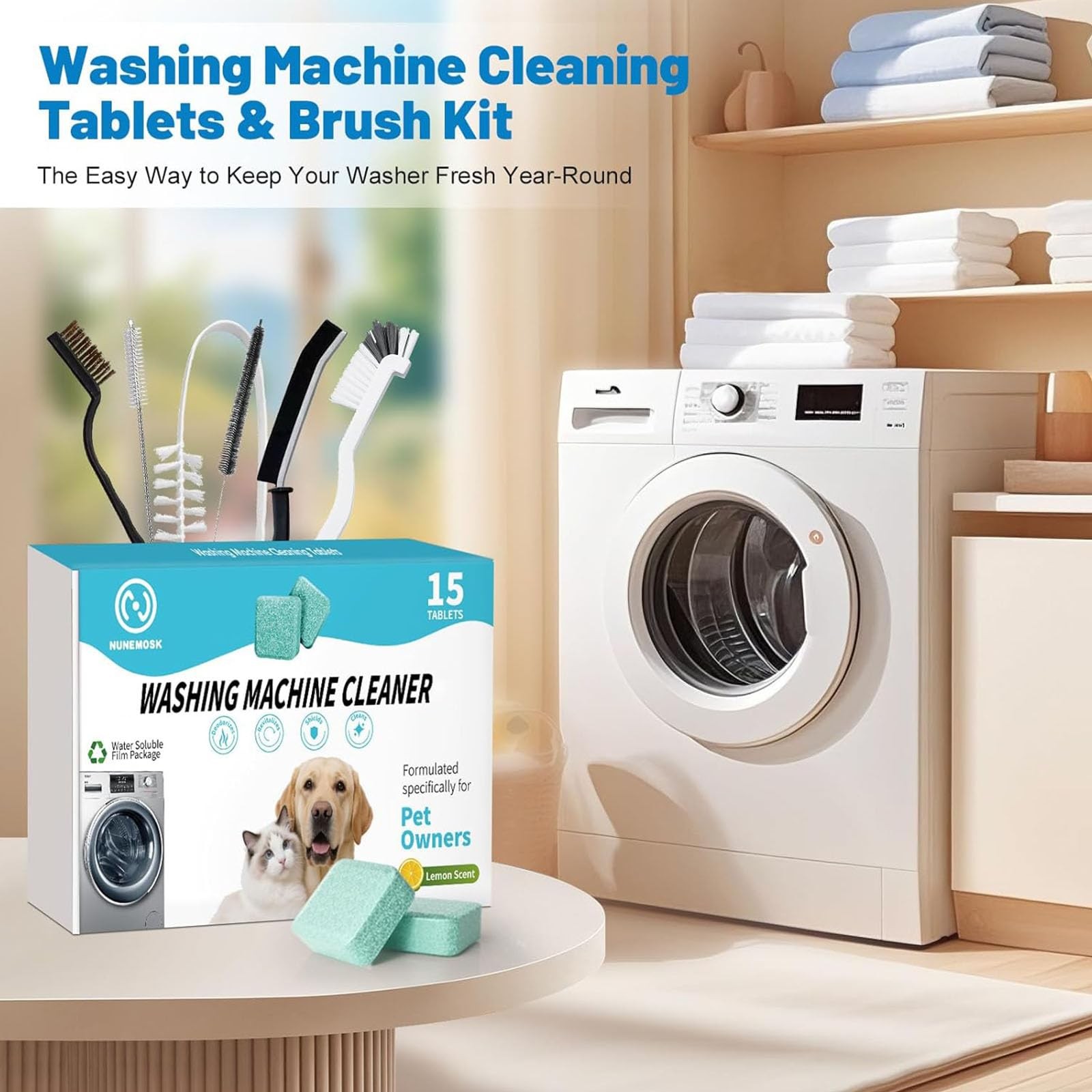 Washing Machine Cleaner, Washer Machine Cleaner 15 Pcs + Dryer Vent Cleaner K…