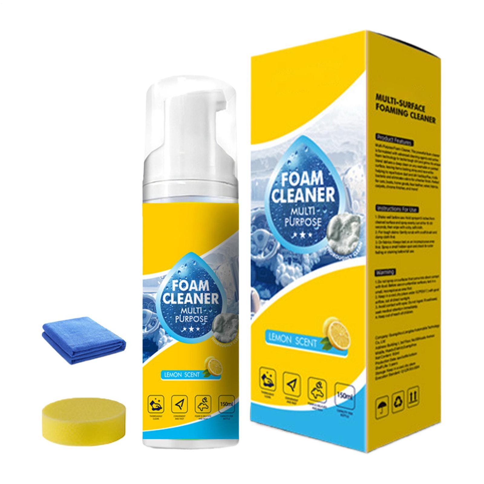 4-in-1 Multi-Enzyme Foam Cleaner, All-Purpose Spray 5oz with Sponge & Towel