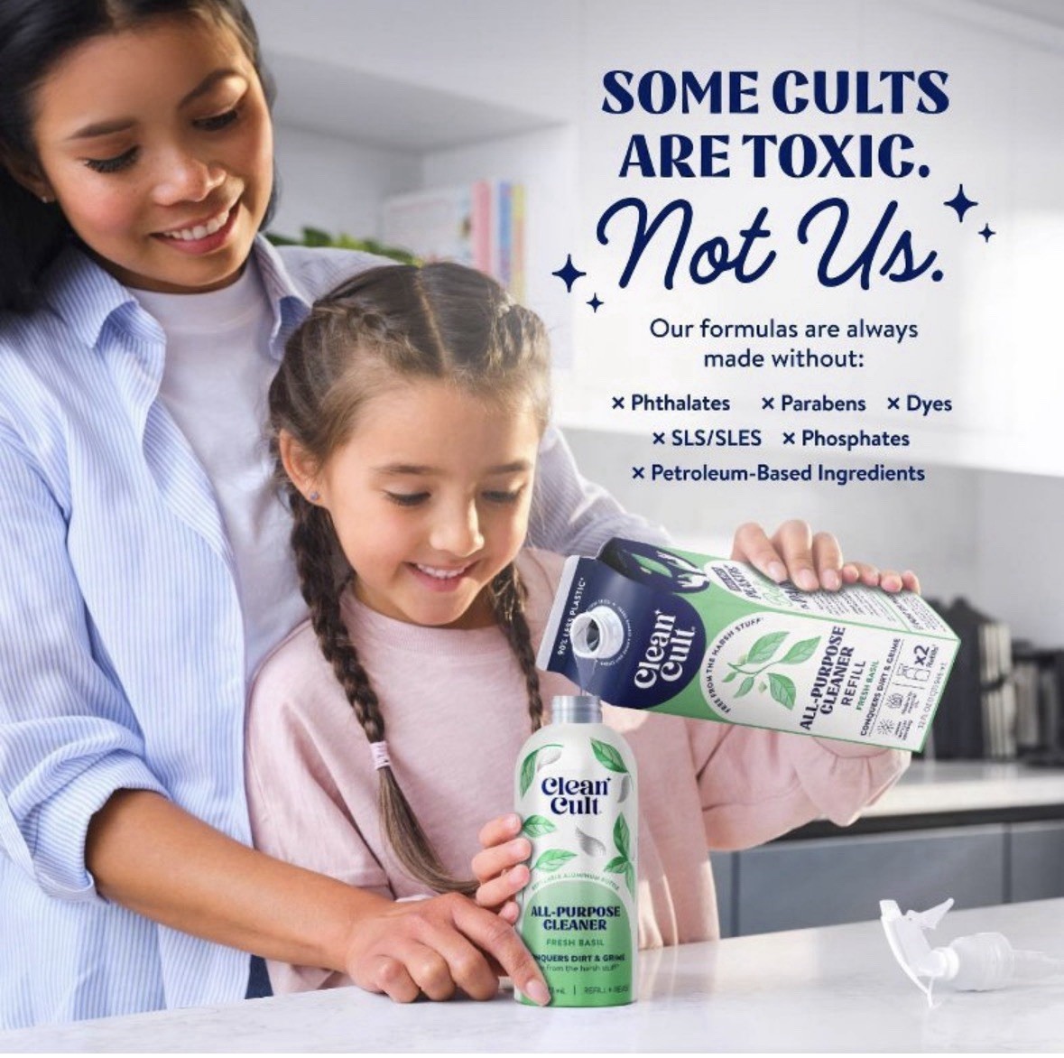 Clean Cult Lemon Verbena All Purpose Cleaner Spray 16oz, 32oz Refills, Non Toxic
